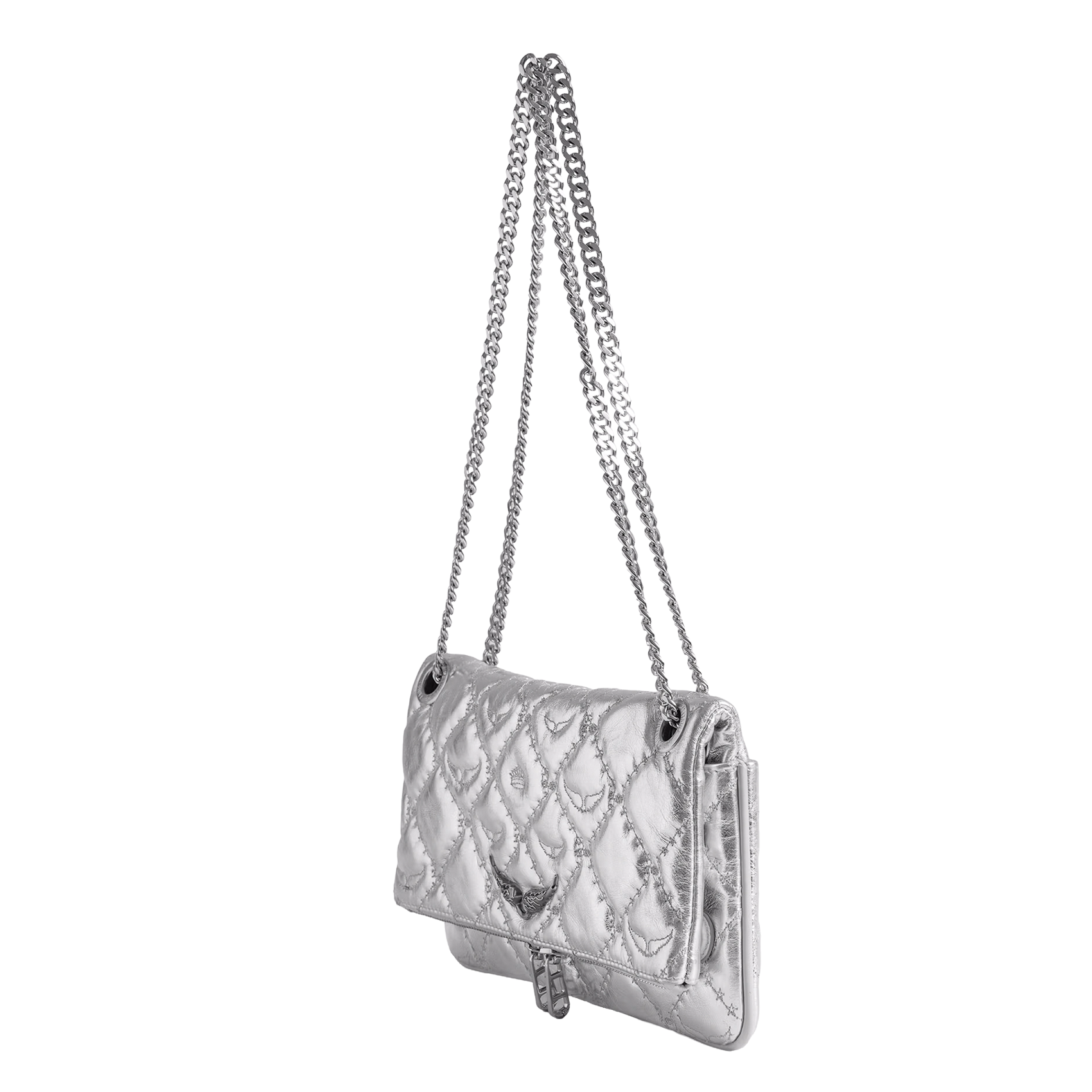 Gewatteerde clutch met metallic leren flap ZADIG&VOLTAIRE Grijs