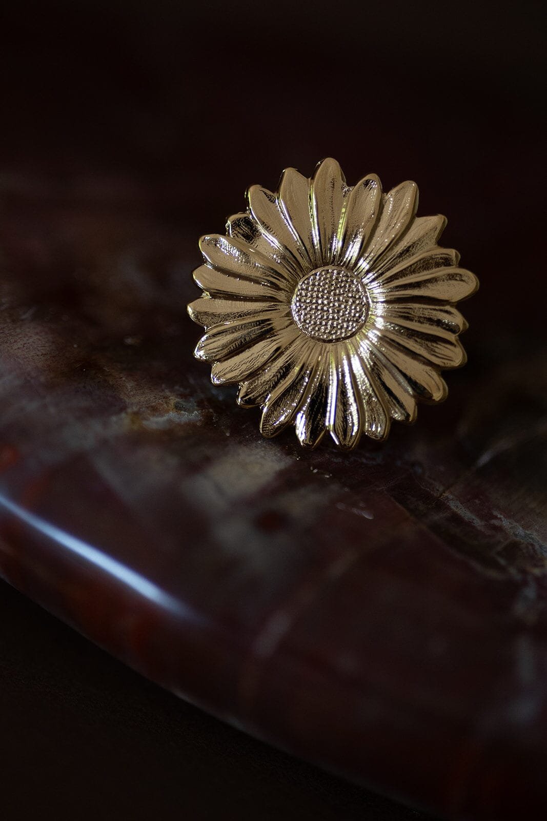 ORPHÉE - Silver-plated flower maxi ring MONSIEUR SIMONE Golden