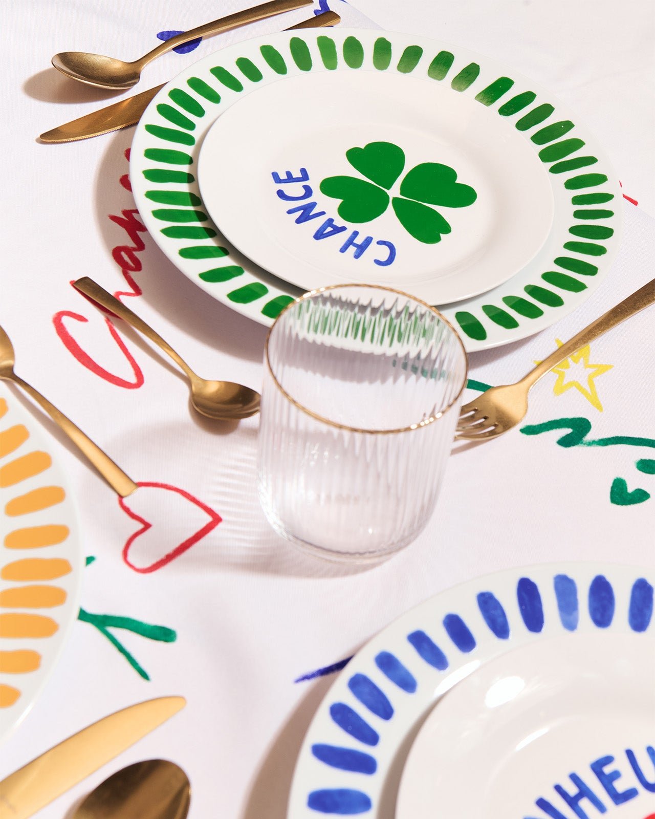 L'assiette chance en porcelaine EMOI EMOI Blanc