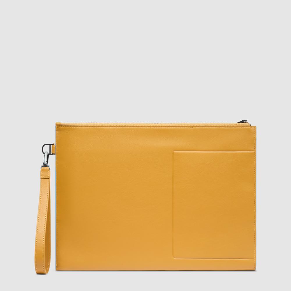 Men's leather clutch with compartment for iPad® Pro 11 and pocket for AirPods® PIQUADRO Yellow
