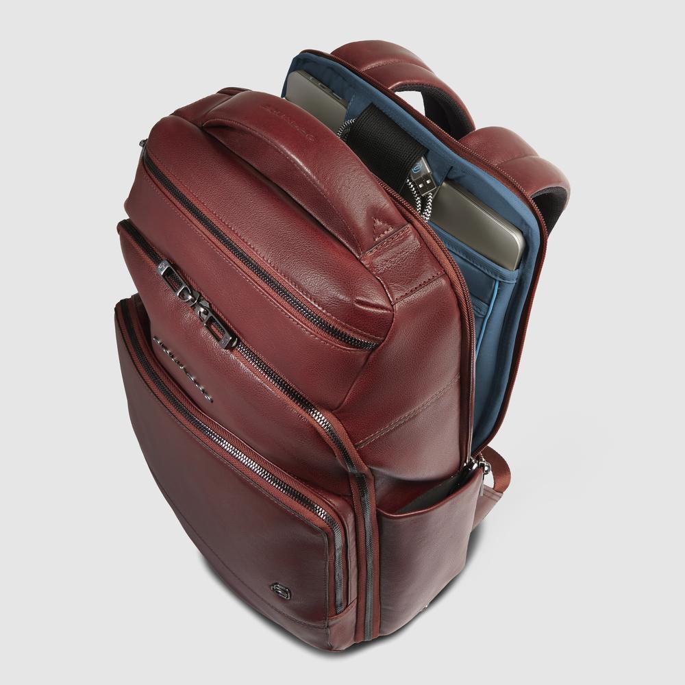 Customizable backpack for computer and iPad® with shock protection and RFID protection PIQUADRO Brown