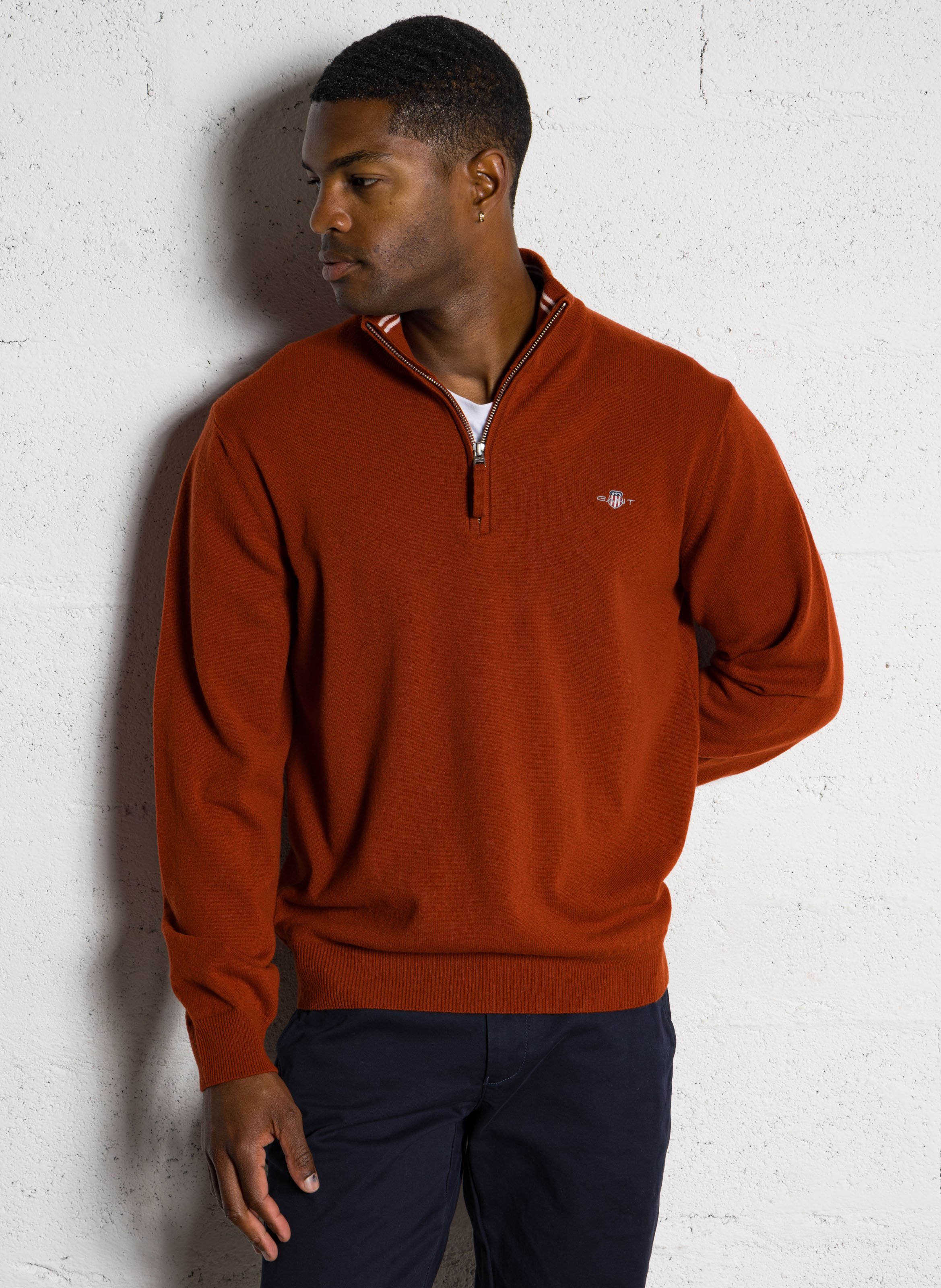 High-neck wool sweater with zip GANT Red
