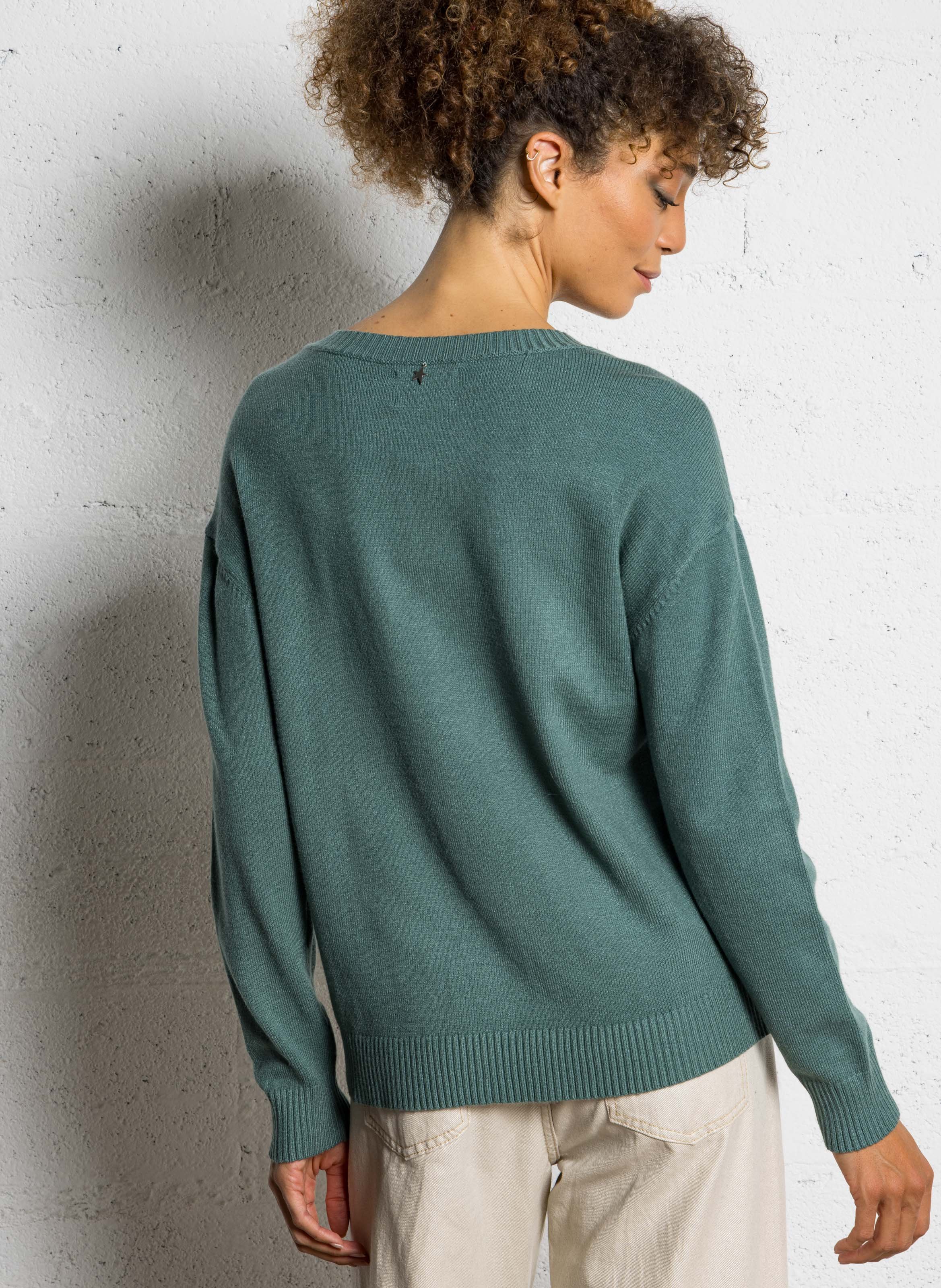 Pull oversize col V en maille SUD EXPRESS Gris