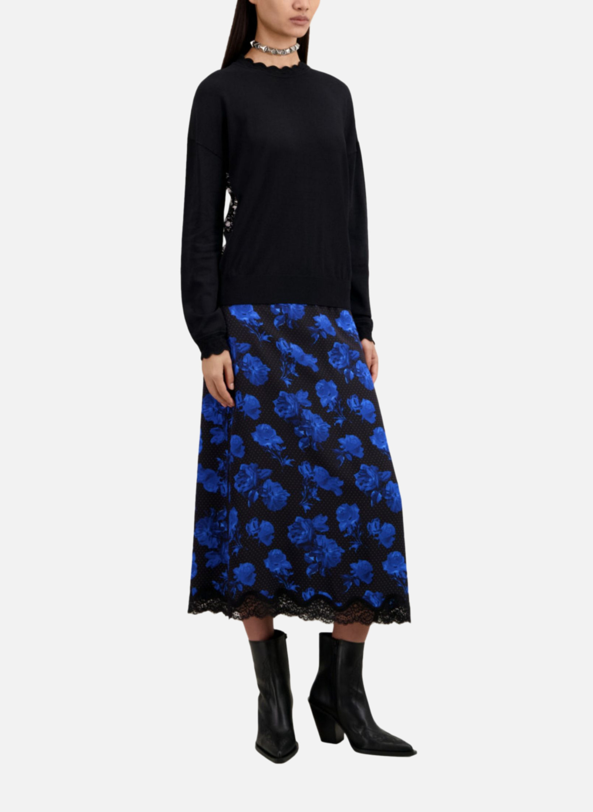 Leather ankle boots with embroidery THE KOOPLES Black