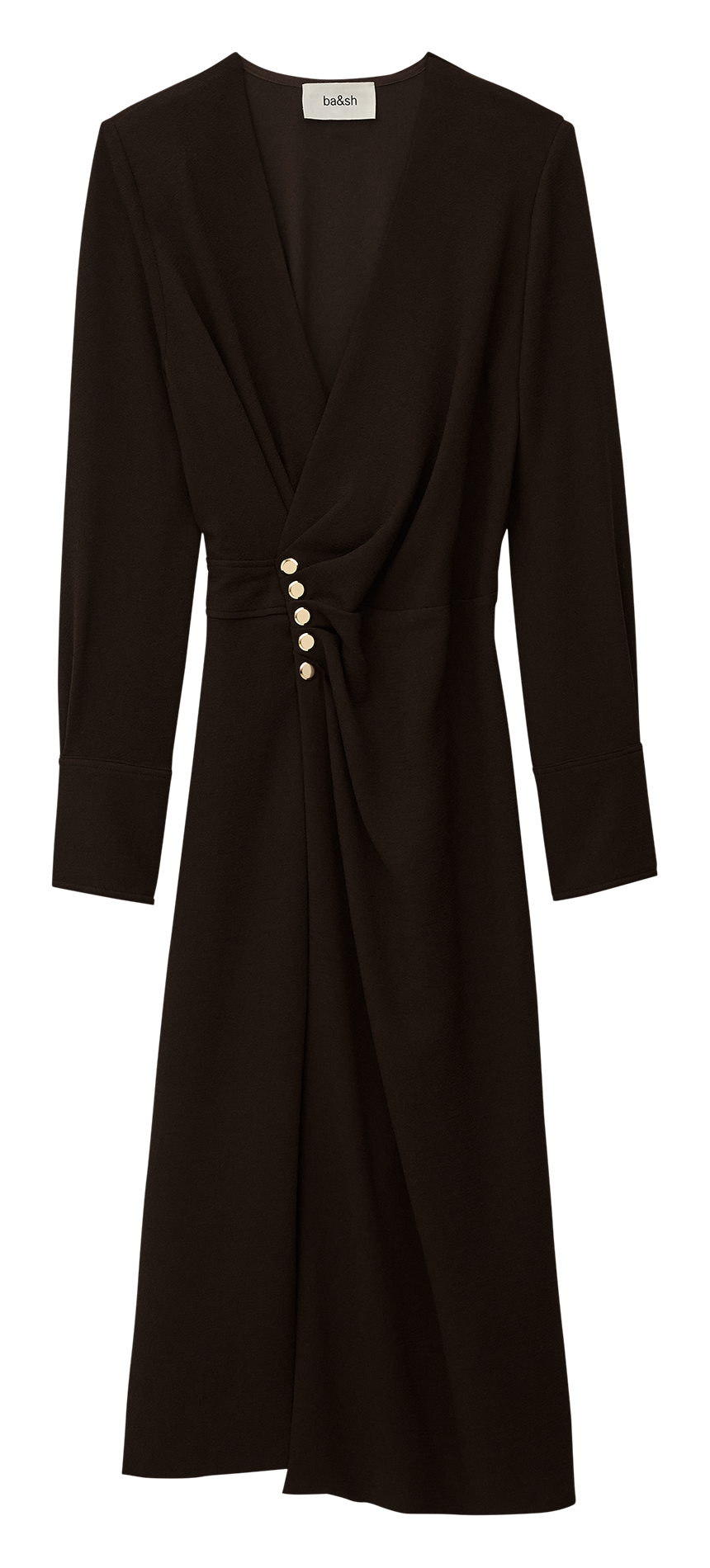 Robe longue col V BA&SH Marron