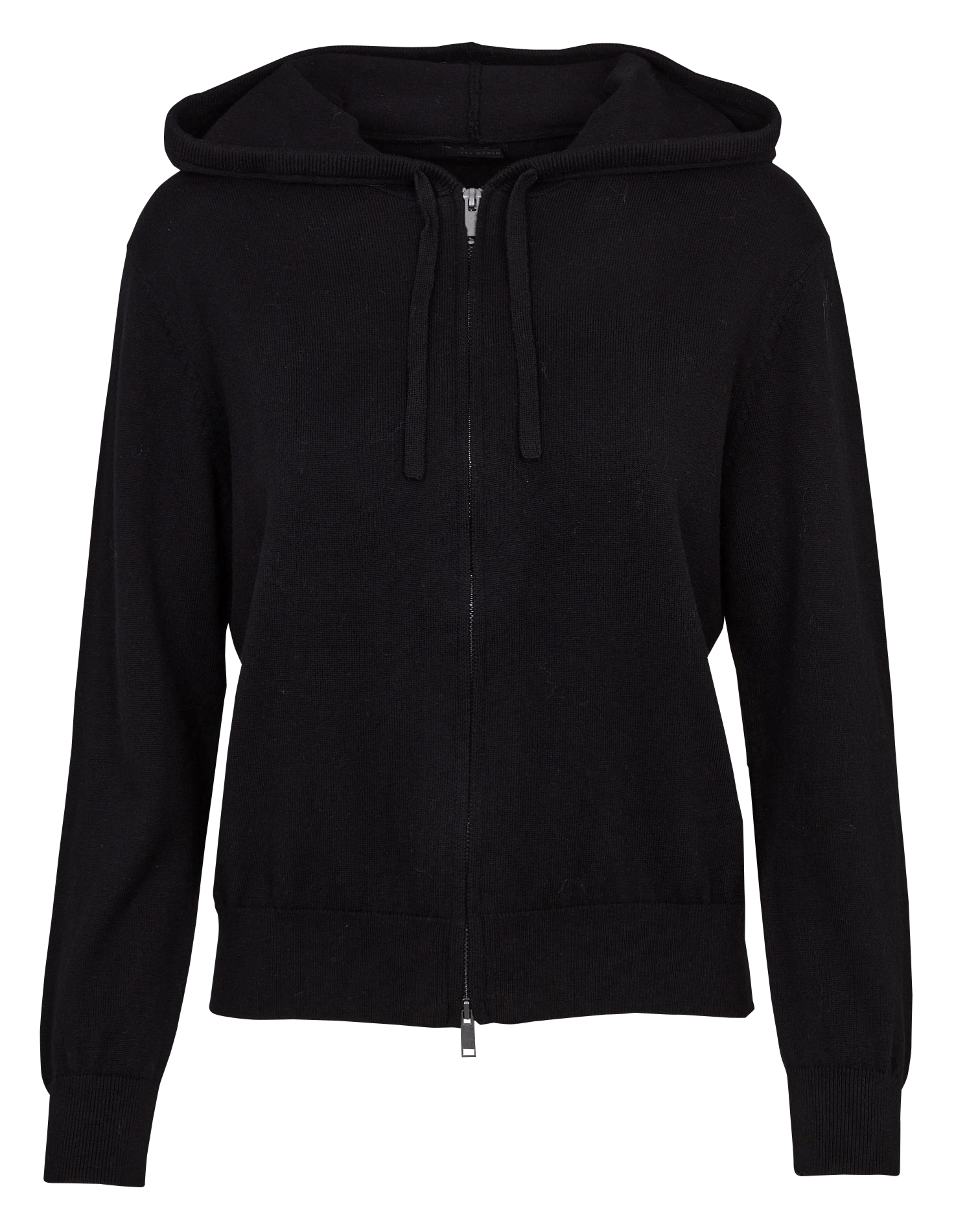 Straight hooded vest in cotton and cashmere IKKS Black