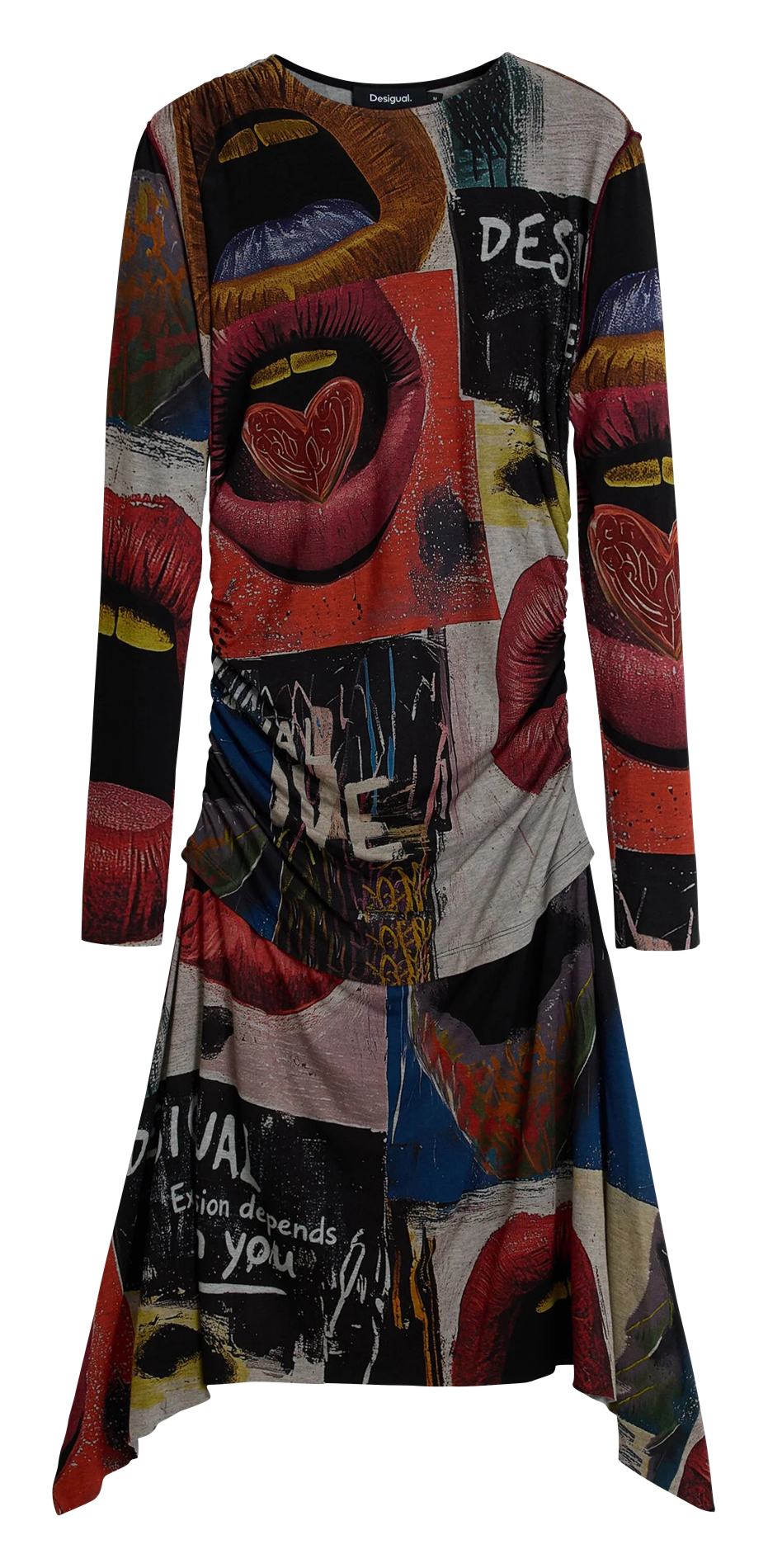 Asymmetrisches Kurzkleid mit Rundhalsausschnitt DESIGUAL Schwarz