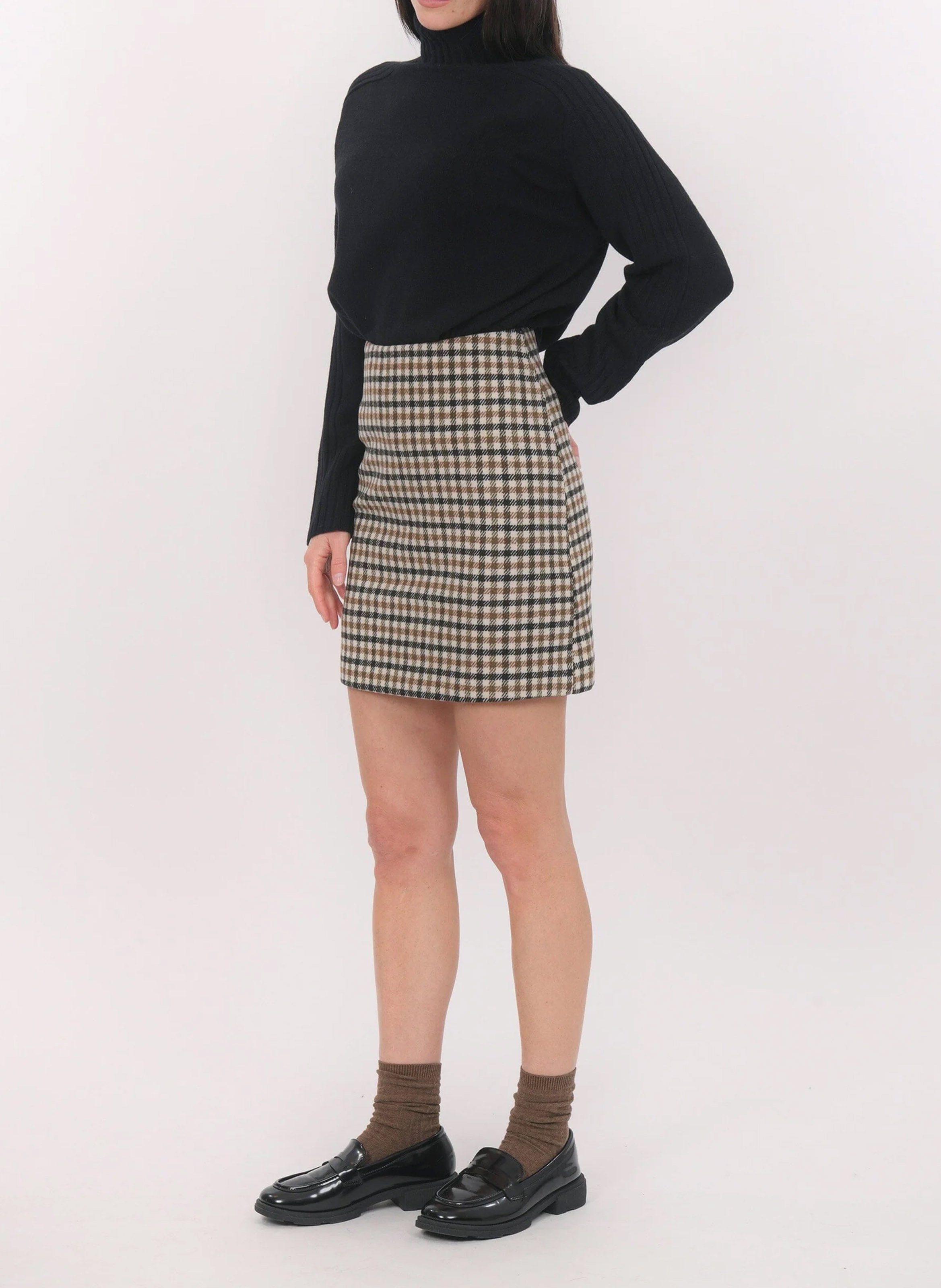 Jupe courte en laine mélangée KOOKAI Vert