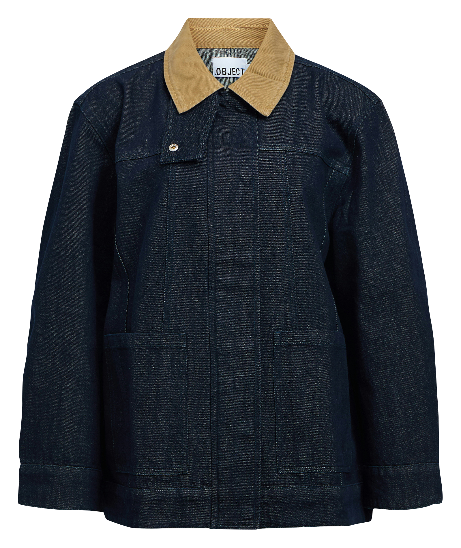 Oversize-Jacke mit asymmetrischem Kragen aus Baumwollmischung OBJECT Blau