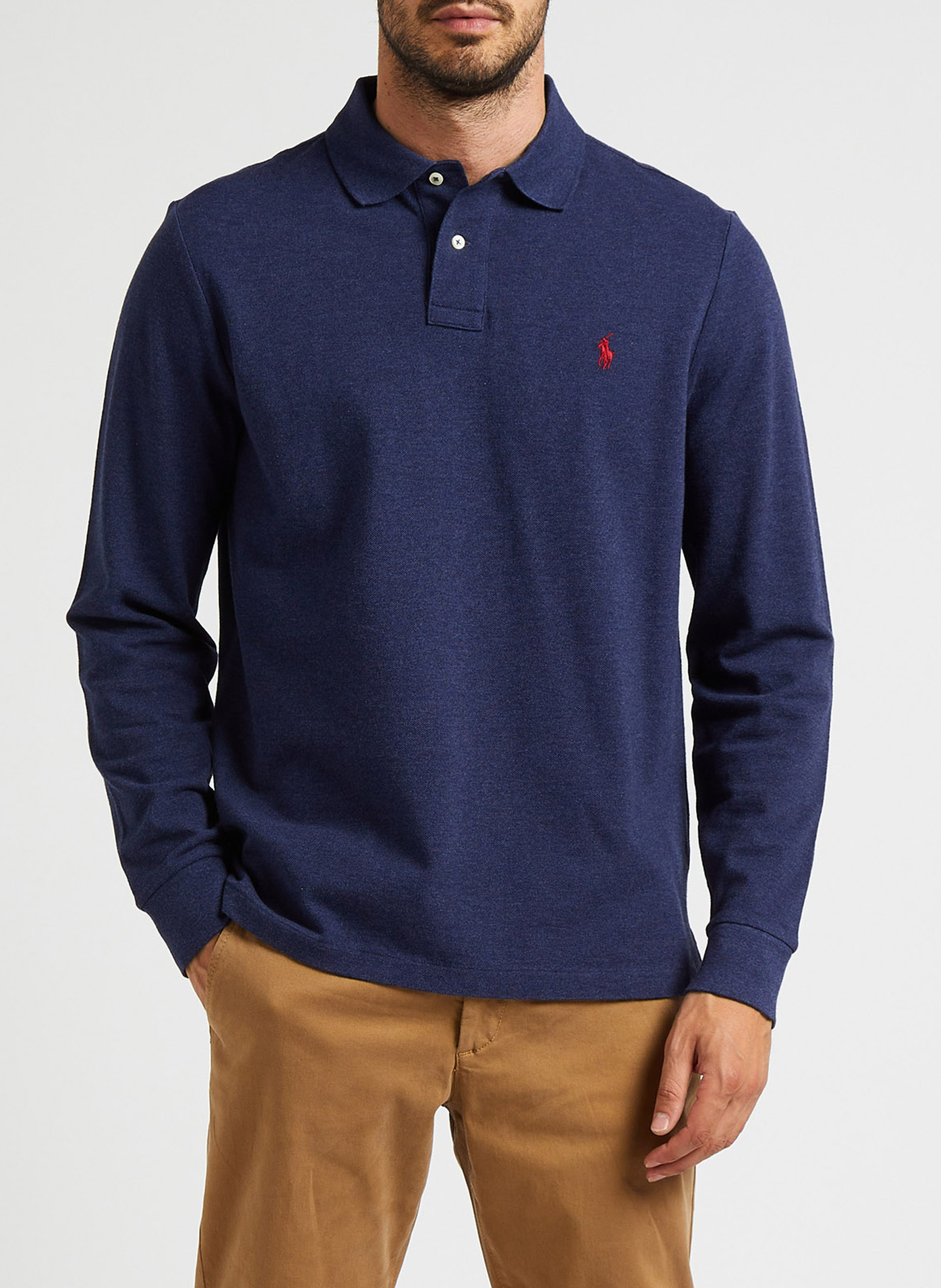 Polo manches longues regular-fit en piqué de coton POLO RALPH LAUREN Bleu