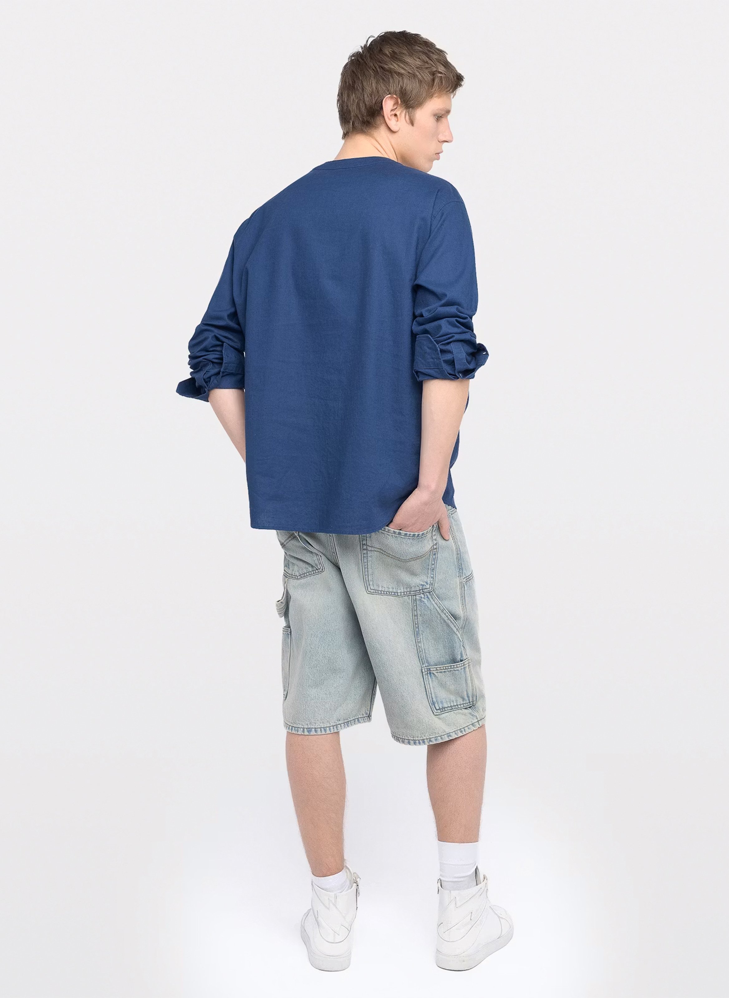 Blouse col rond ample unie en lin mélangé ZADIG&VOLTAIRE Bleu