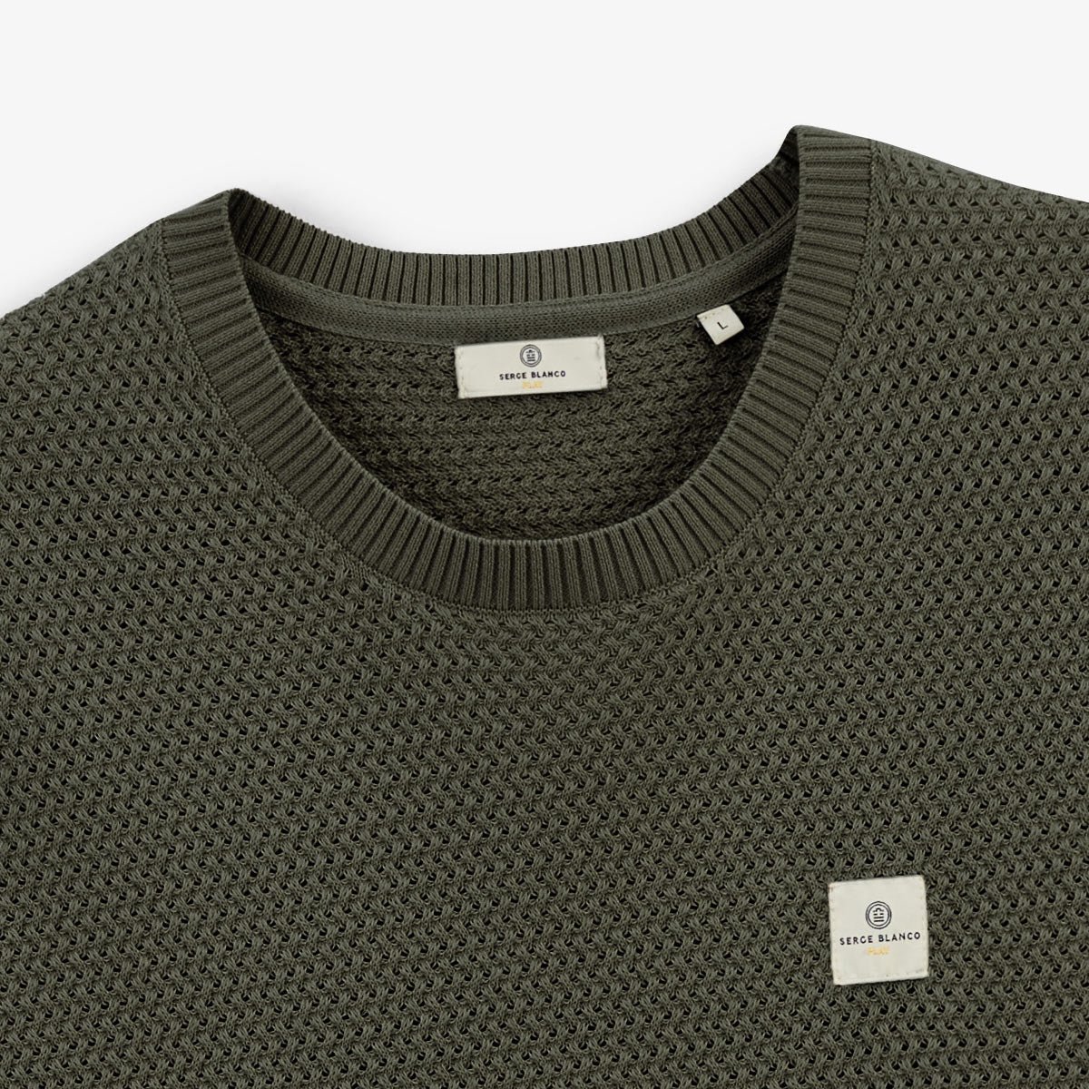 Short-sleeve round neck cotton sweater SERGE BLANCO Green