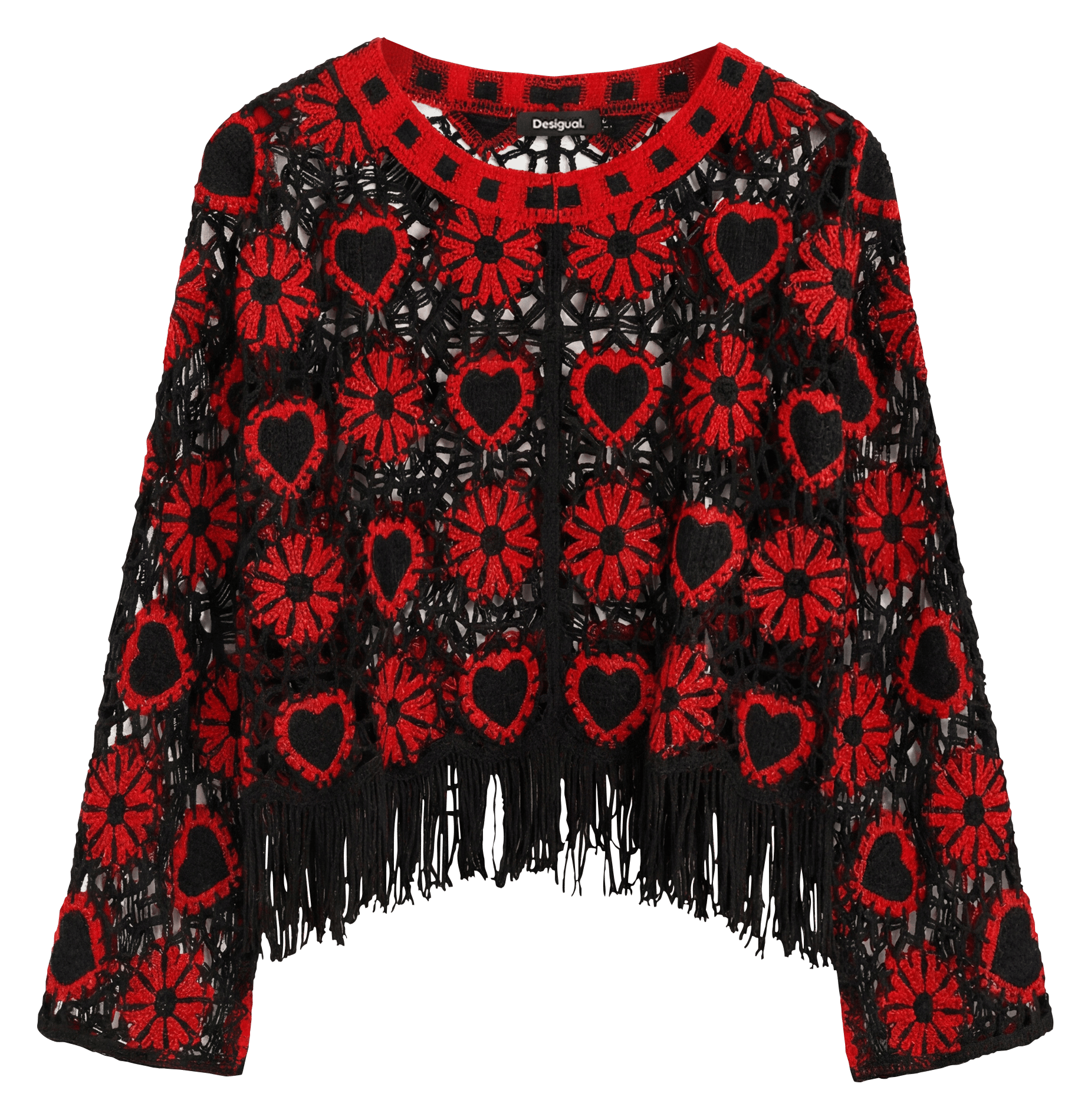 Top col rond à imprimé floral DESIGUAL Noir