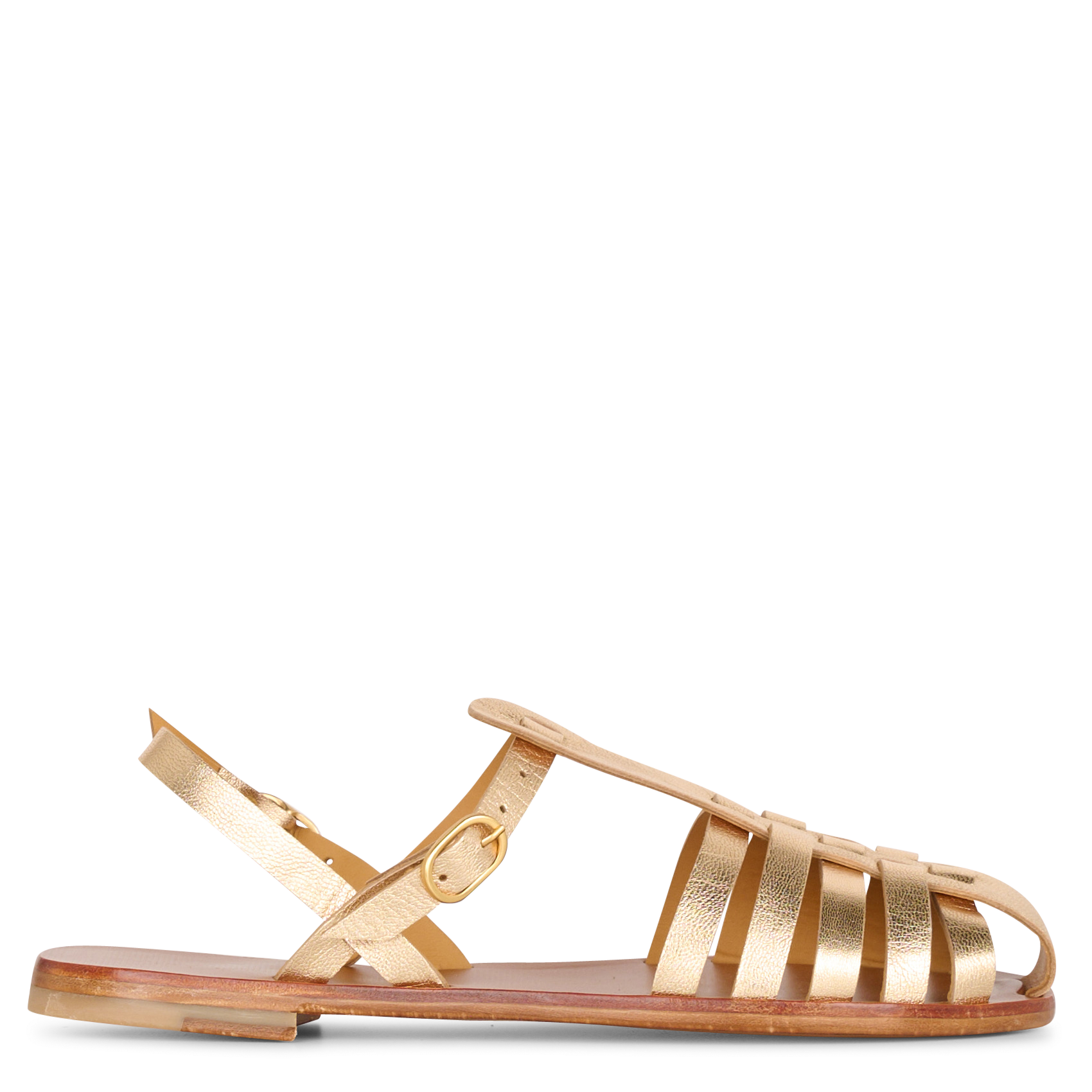 Metallic leren visser sandalen MAMA PRAIA Goudkleurig