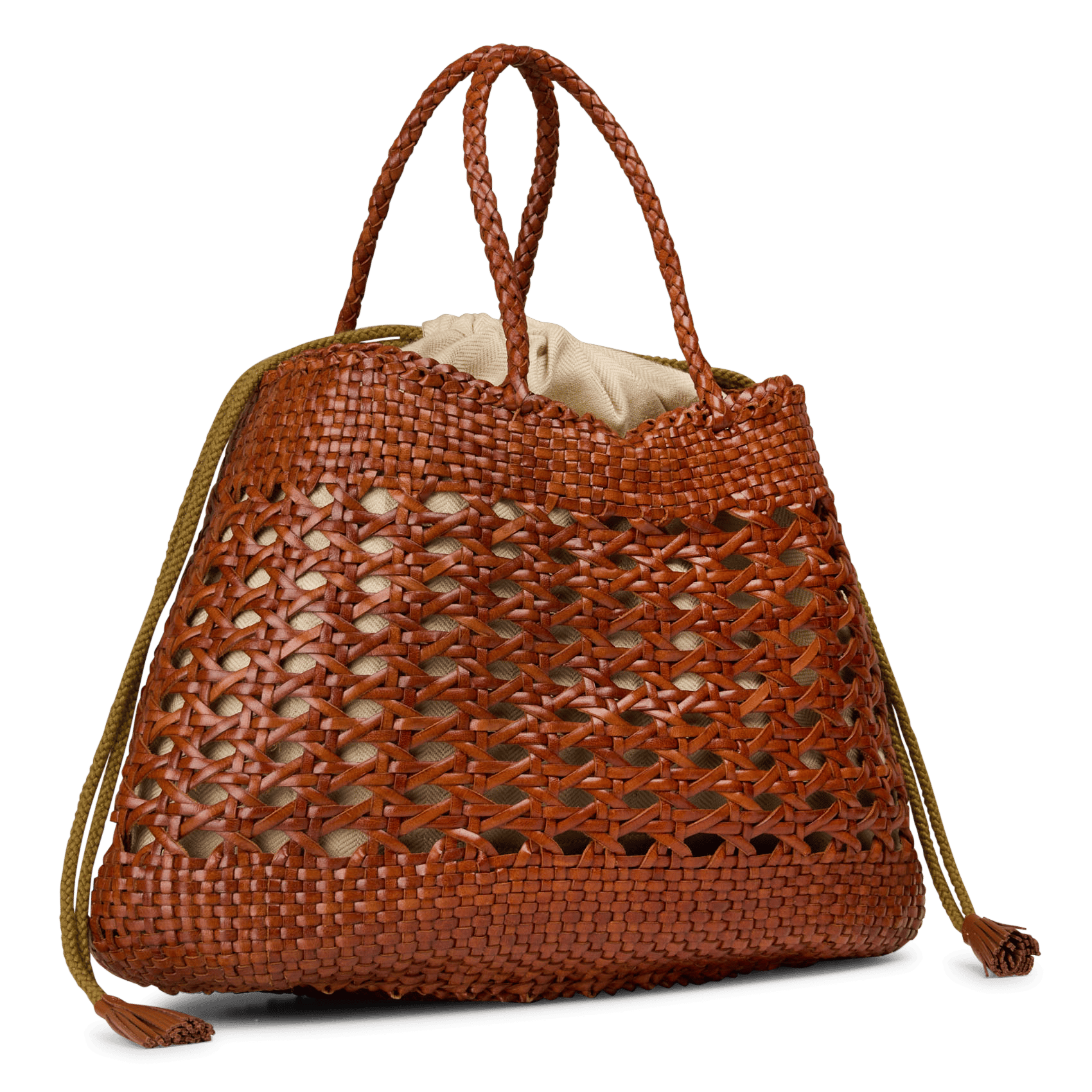 Sac à main tressé en cuir DRAGON DIFFUSION Marron