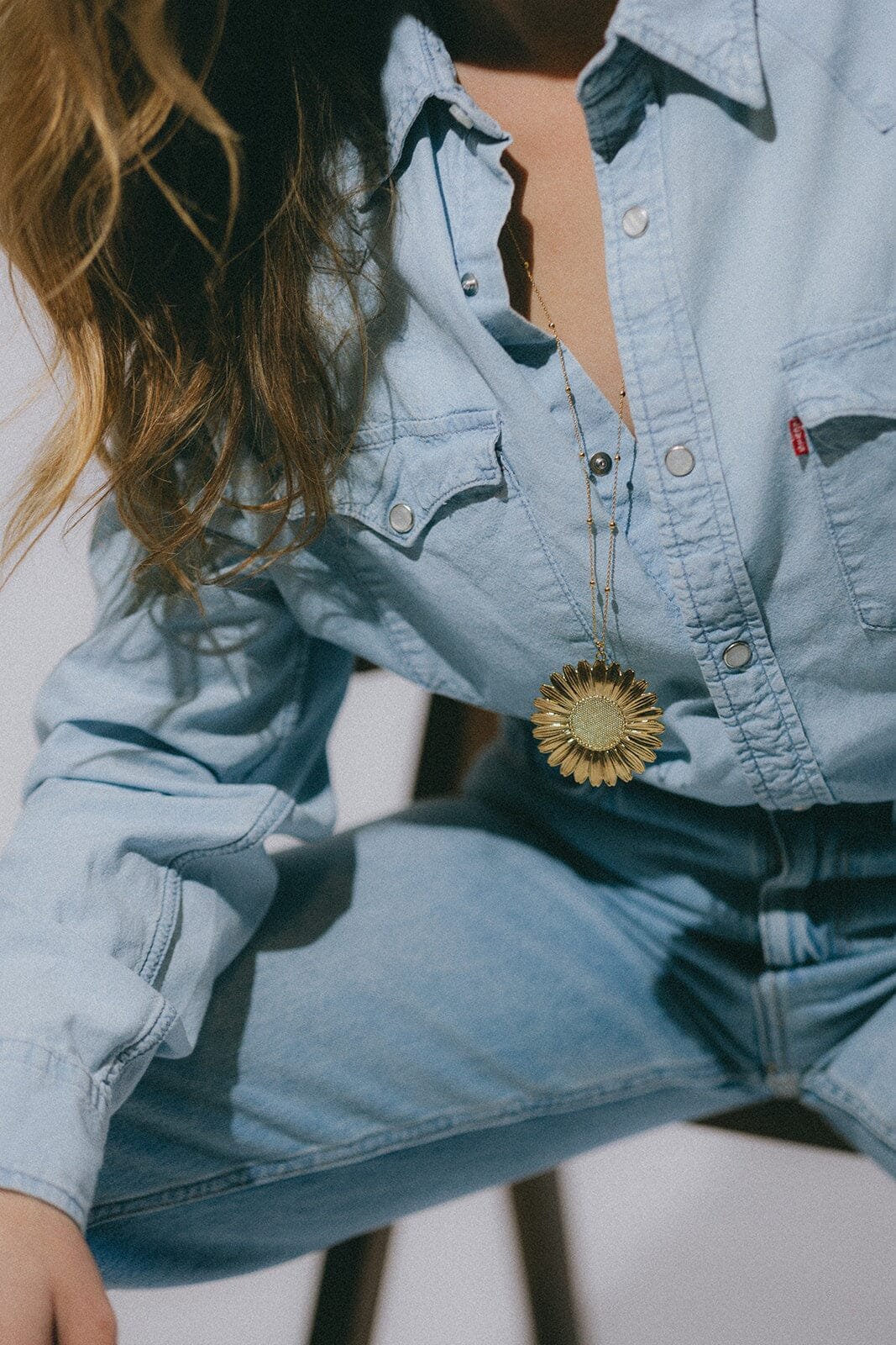 Gold-plated flower pendant Golden