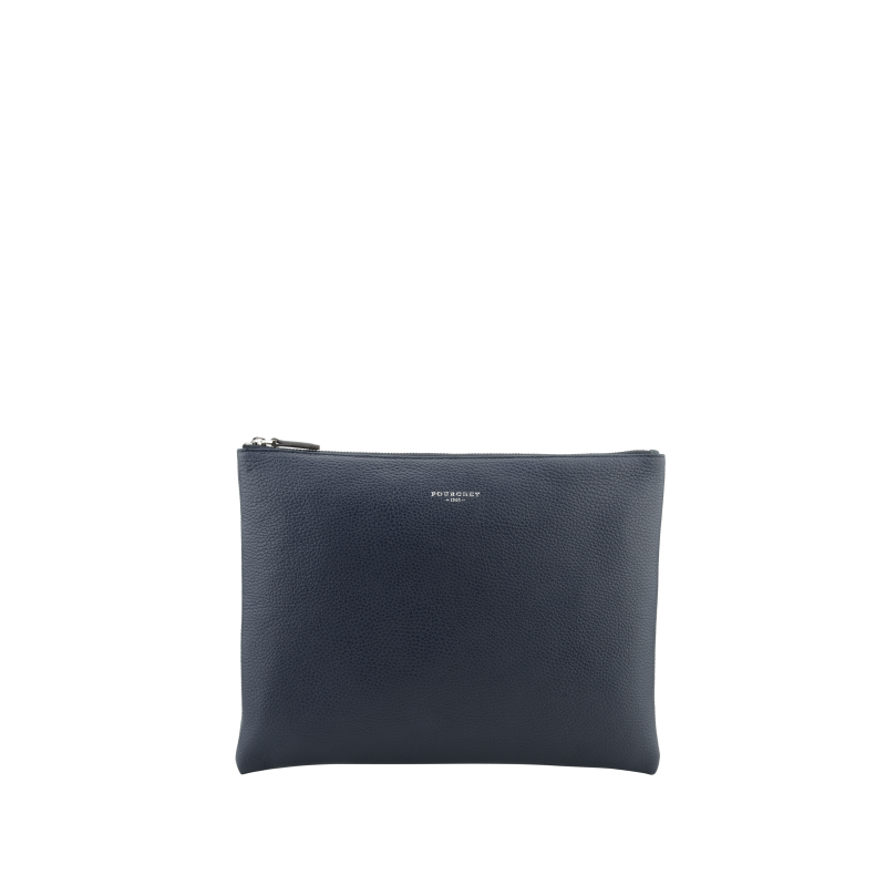 Calfskin leather shoulder bag POURCHET Blue