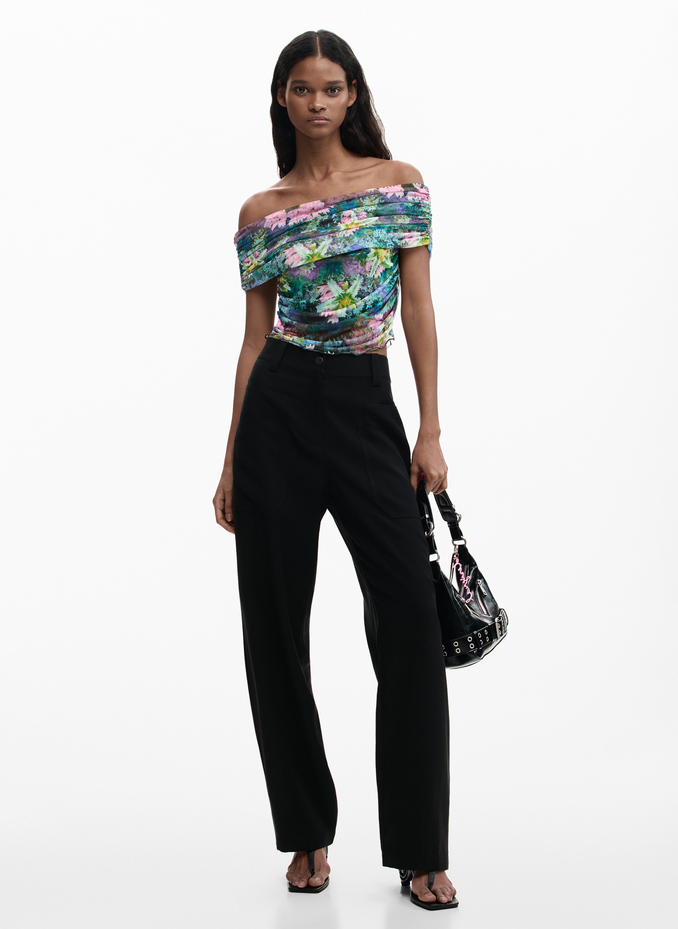 Top à imprimé floral DESIGUAL Vert