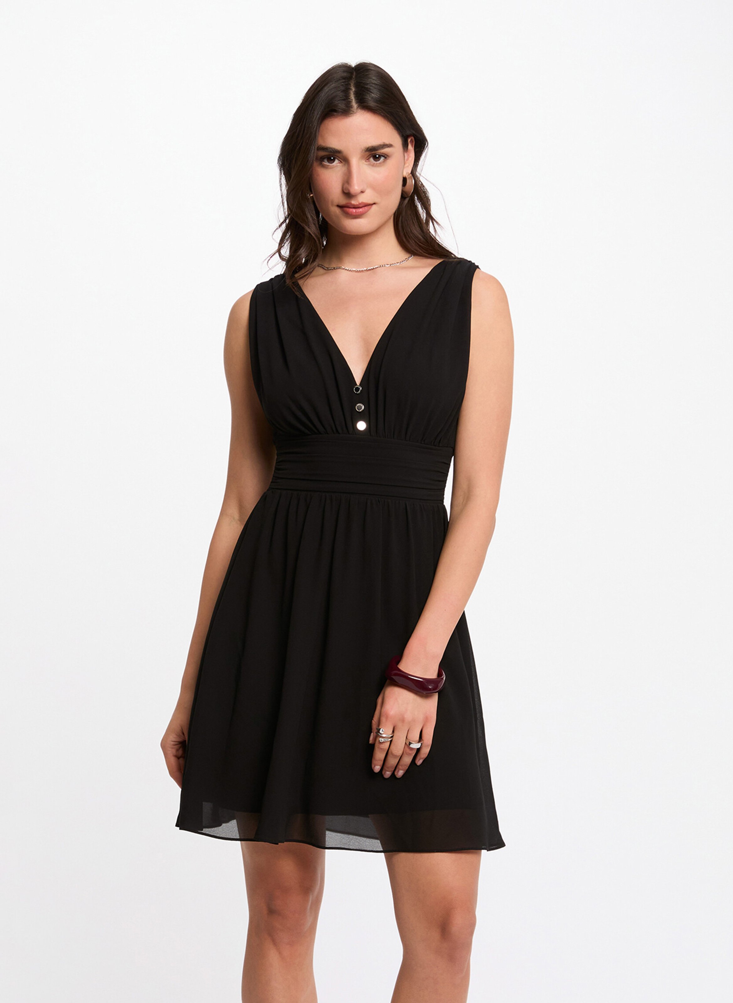 Robe courte col V  MORGAN Noir