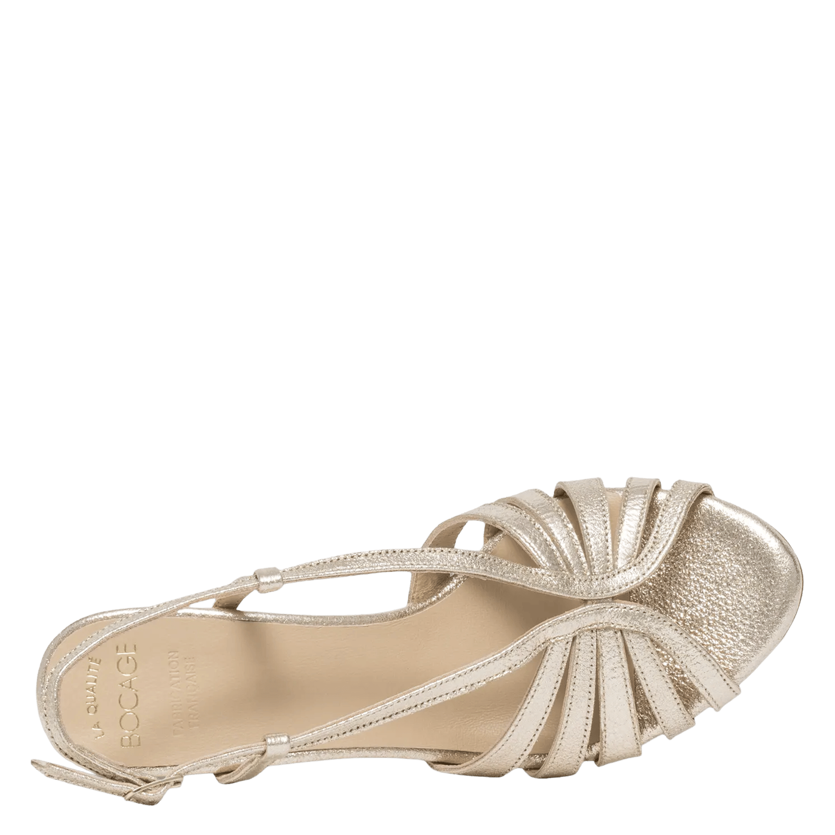 Glanzende, leren sandalen met hak BOCAGE Goudkleurig