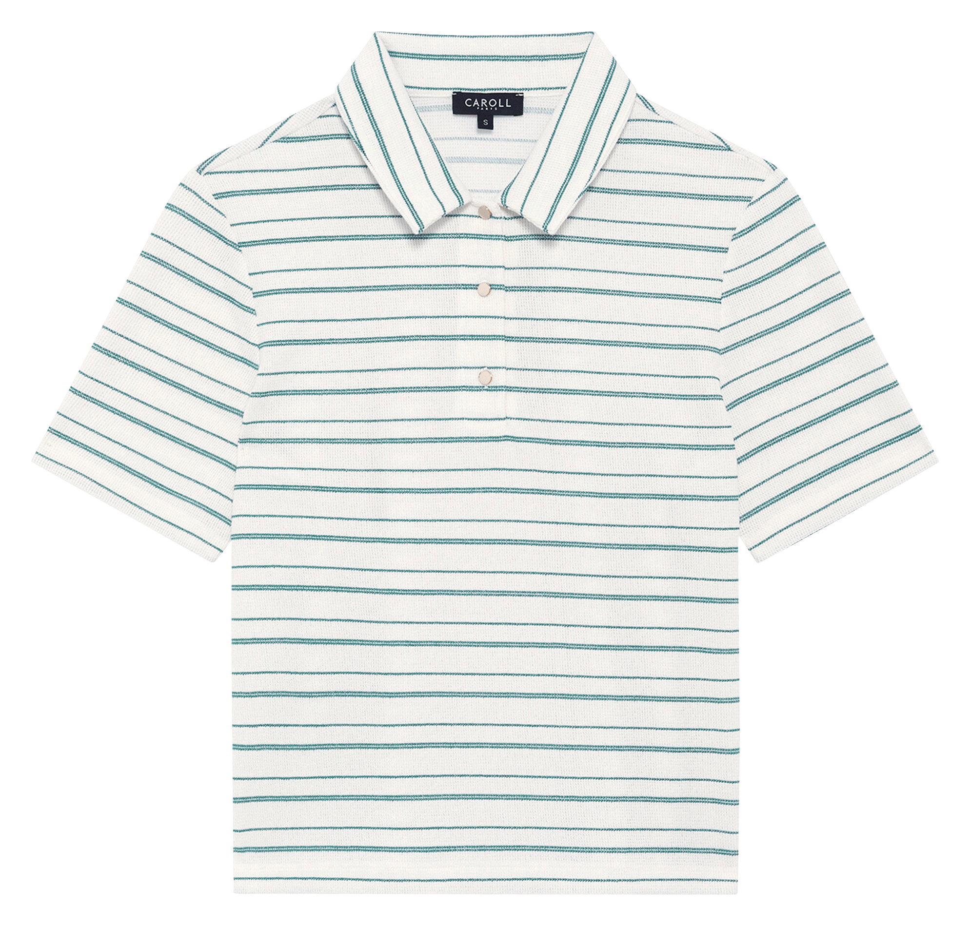Short-sleeved cotton-blend polo shirt CAROLL Green