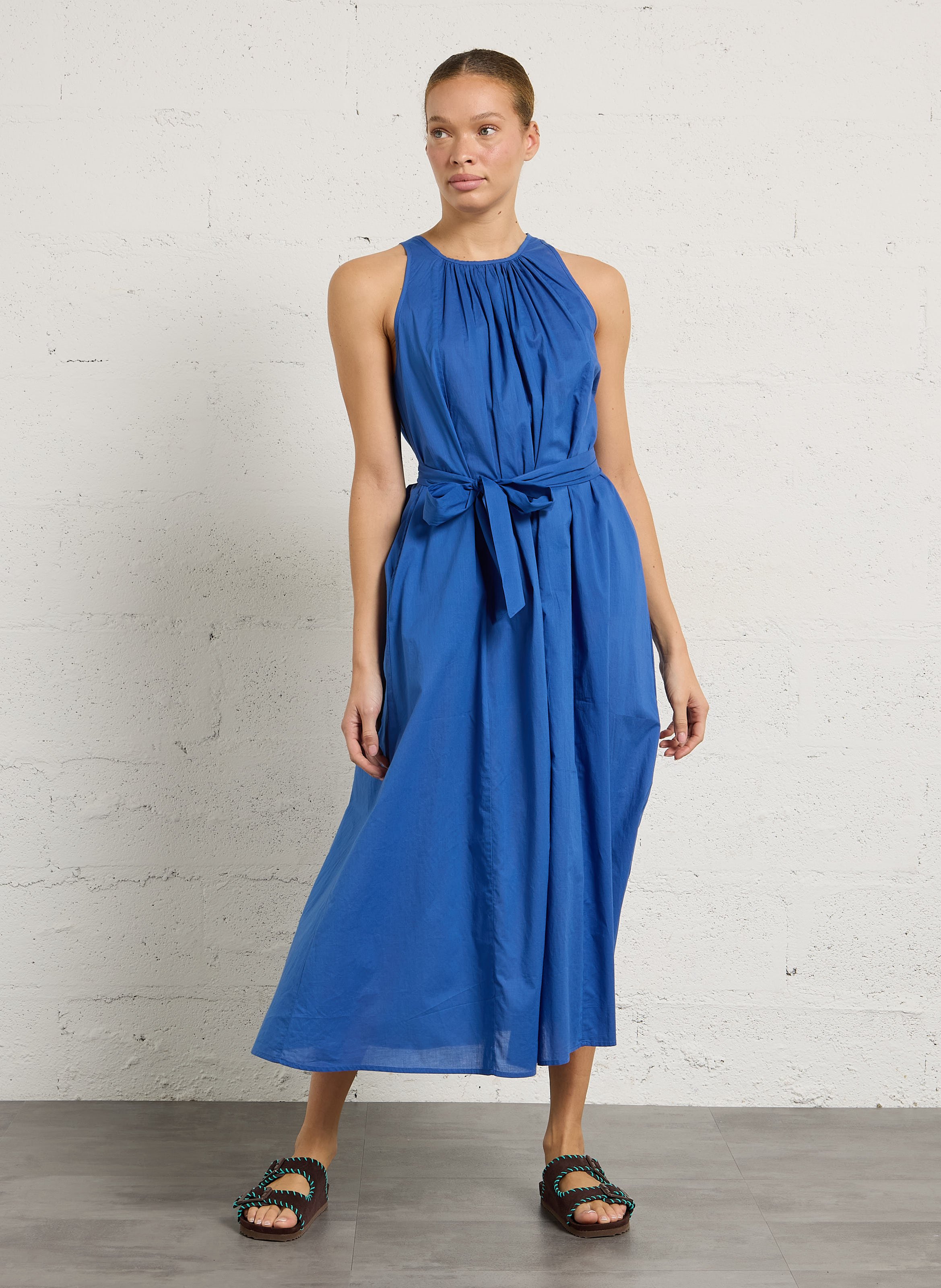 Long loose-fit cotton dress BELLEPIECE Blue