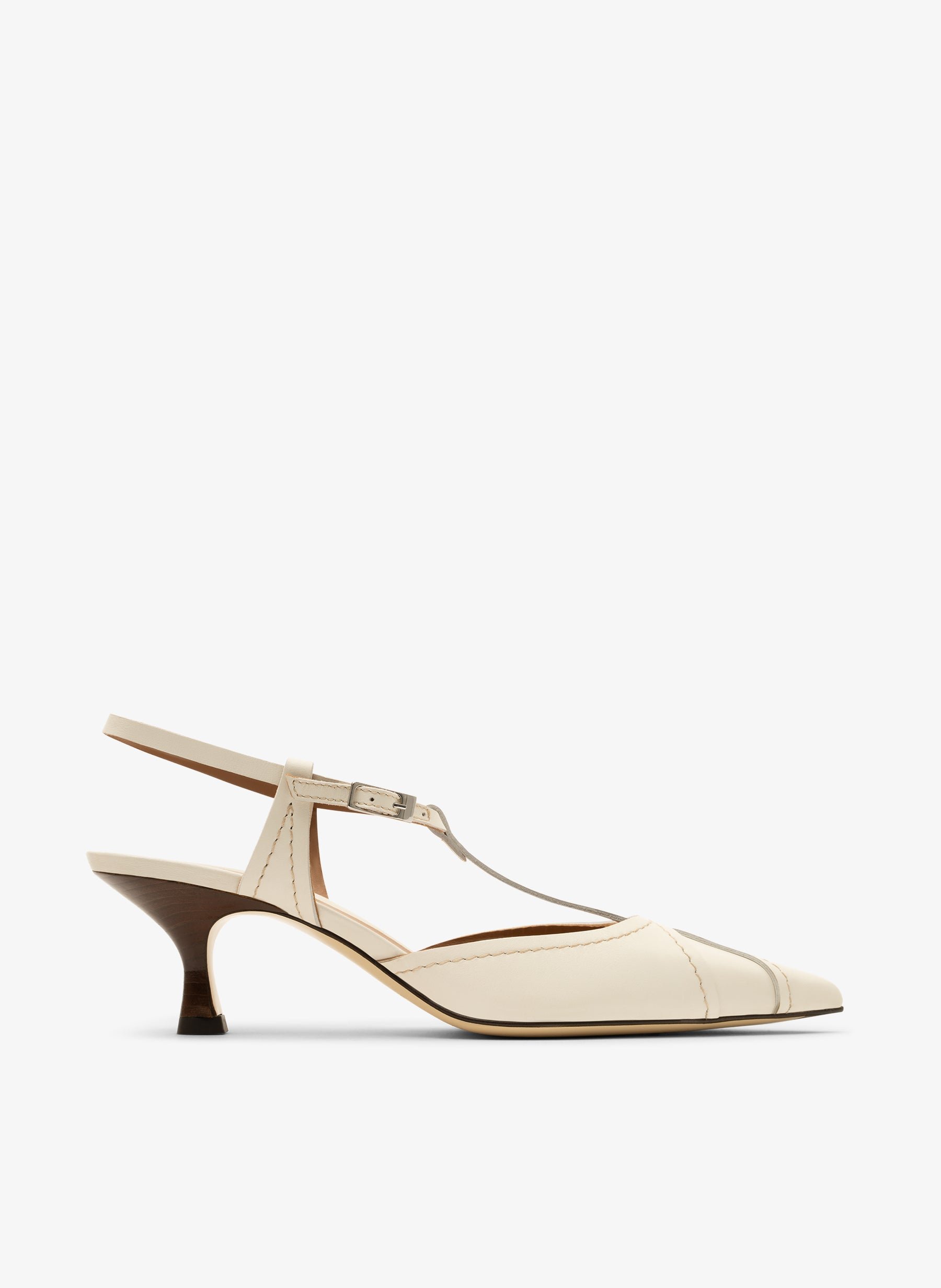 Slingback en cuir lisse latte PARALLELE PARIS Blanc