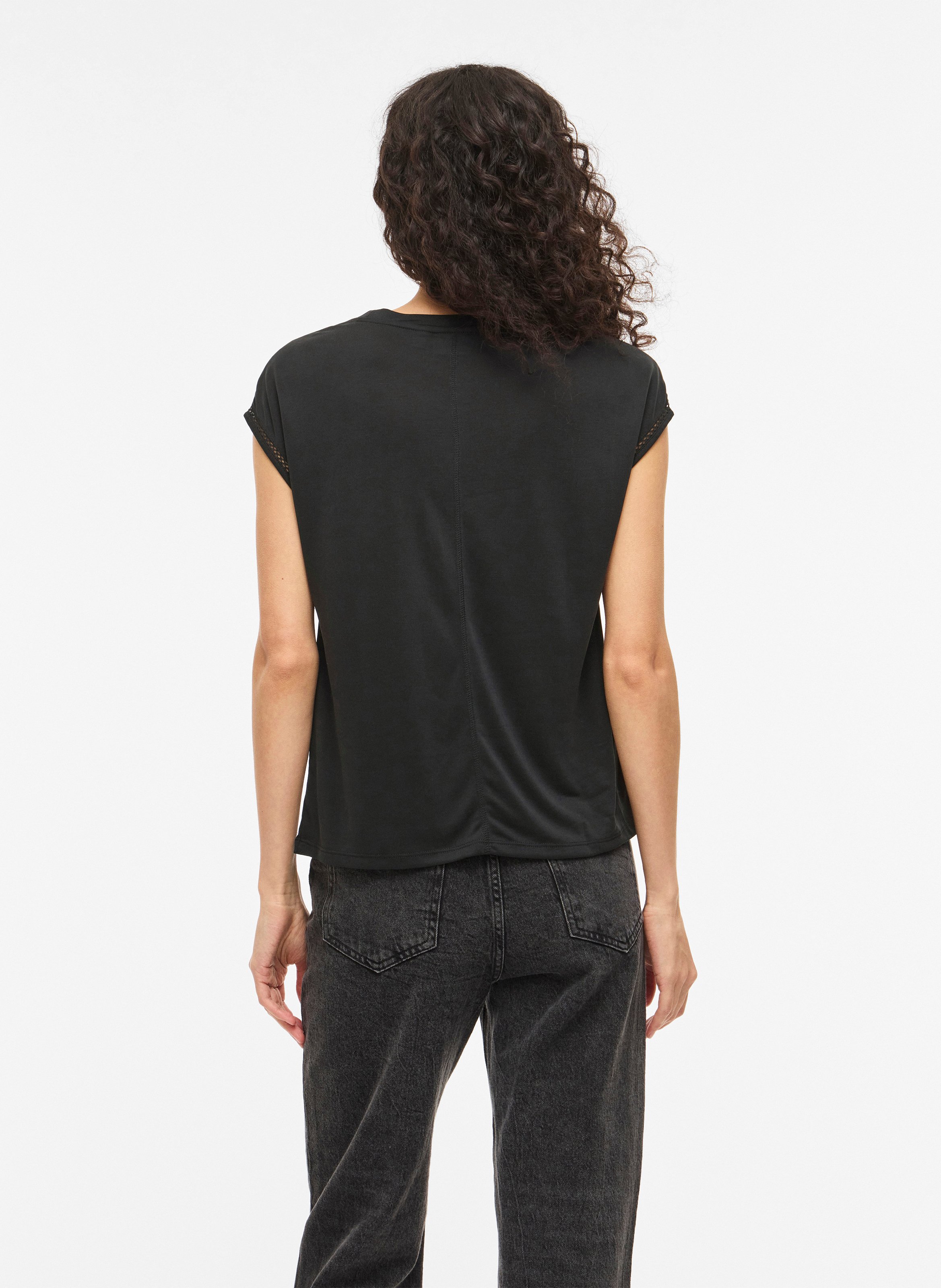 Einfarbiges Langarm-Top mit Rundhalsausschnitt VILA Schwarz