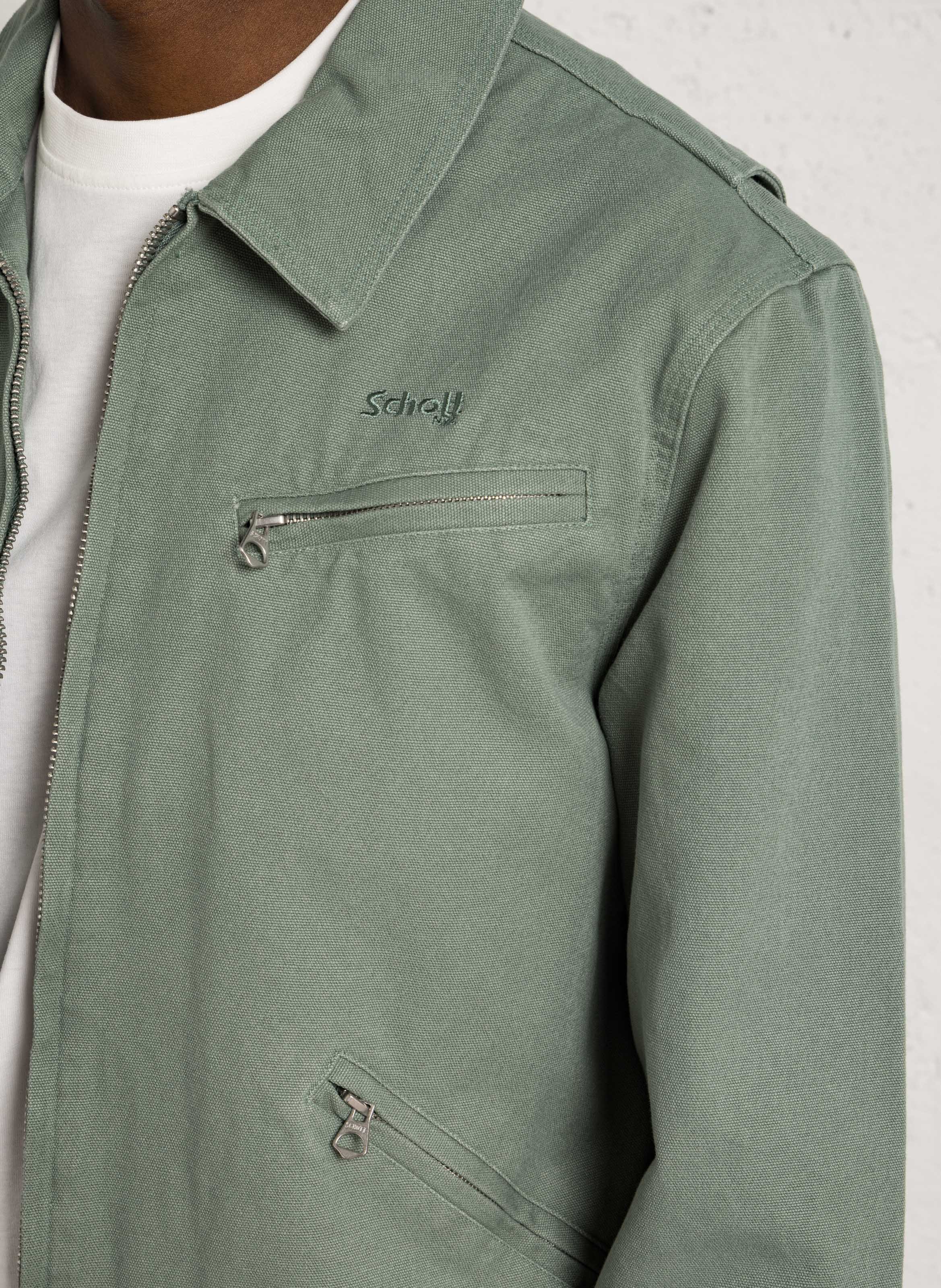 Gerader Reißverschluss-Blouson in einfarbiger Baumwolle SCHOTT Grun