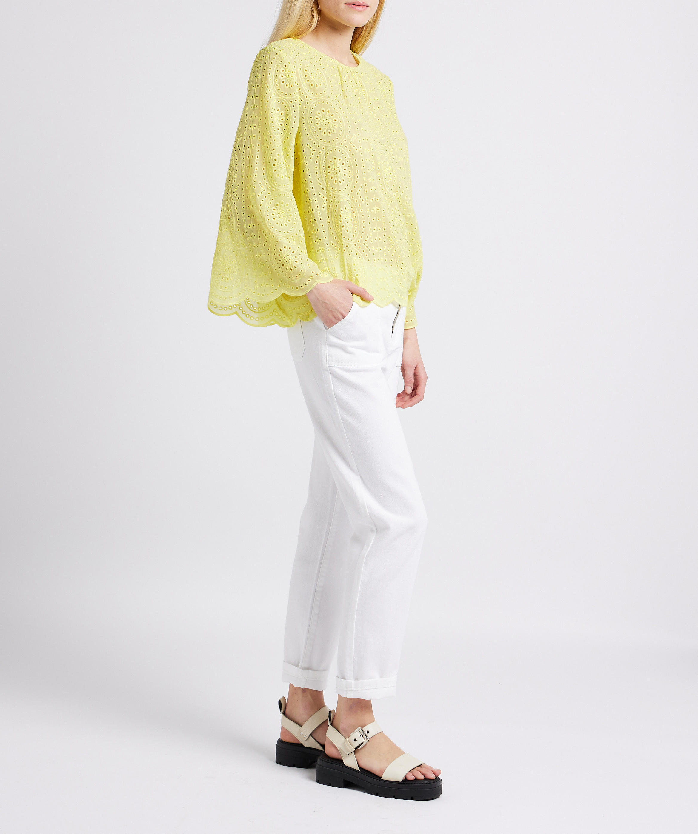 Slim-fit high-rise cotton pants MAISON 123 White