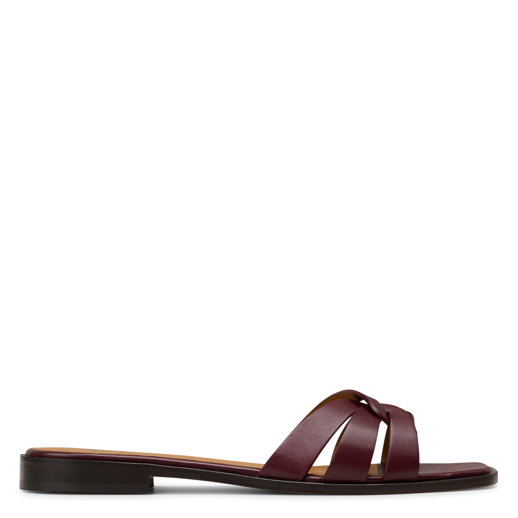 Aouda flat leather sandals BOBBIES Red