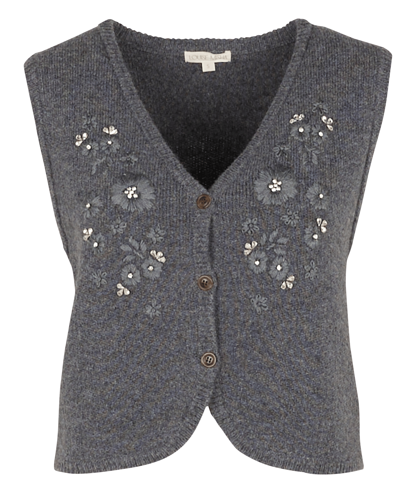 Gilet sans manches brodé en laine LOUISE MISHA Gris
