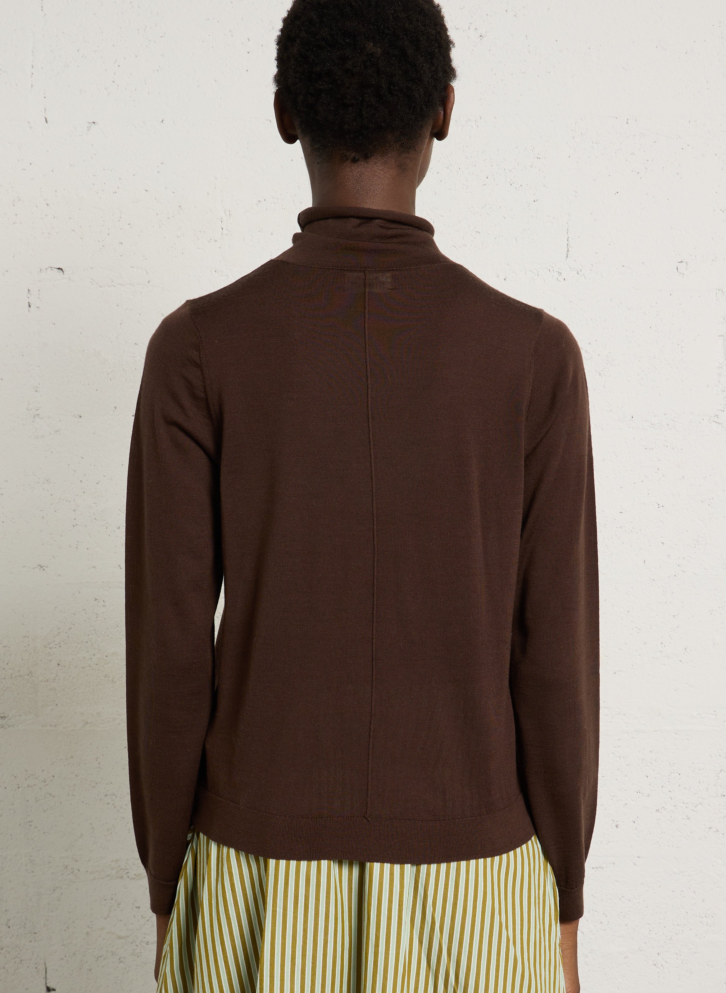Pull col montant en laine HARTFORD Marron