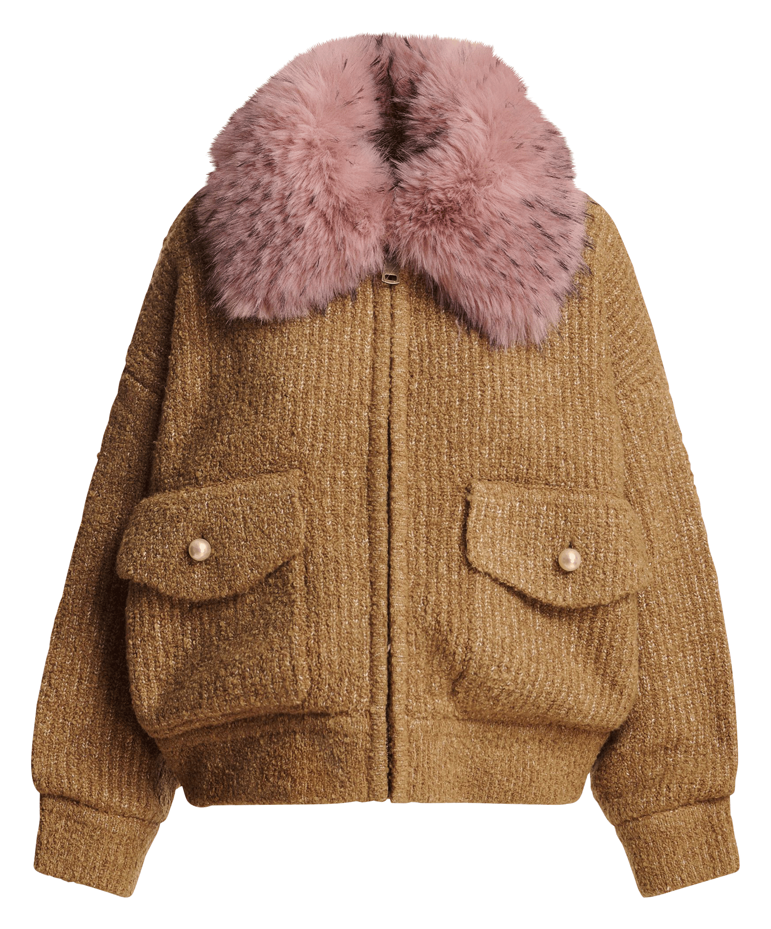 Oversized aviator jacket with removable collar ESSENTIEL ANTWERP Brown