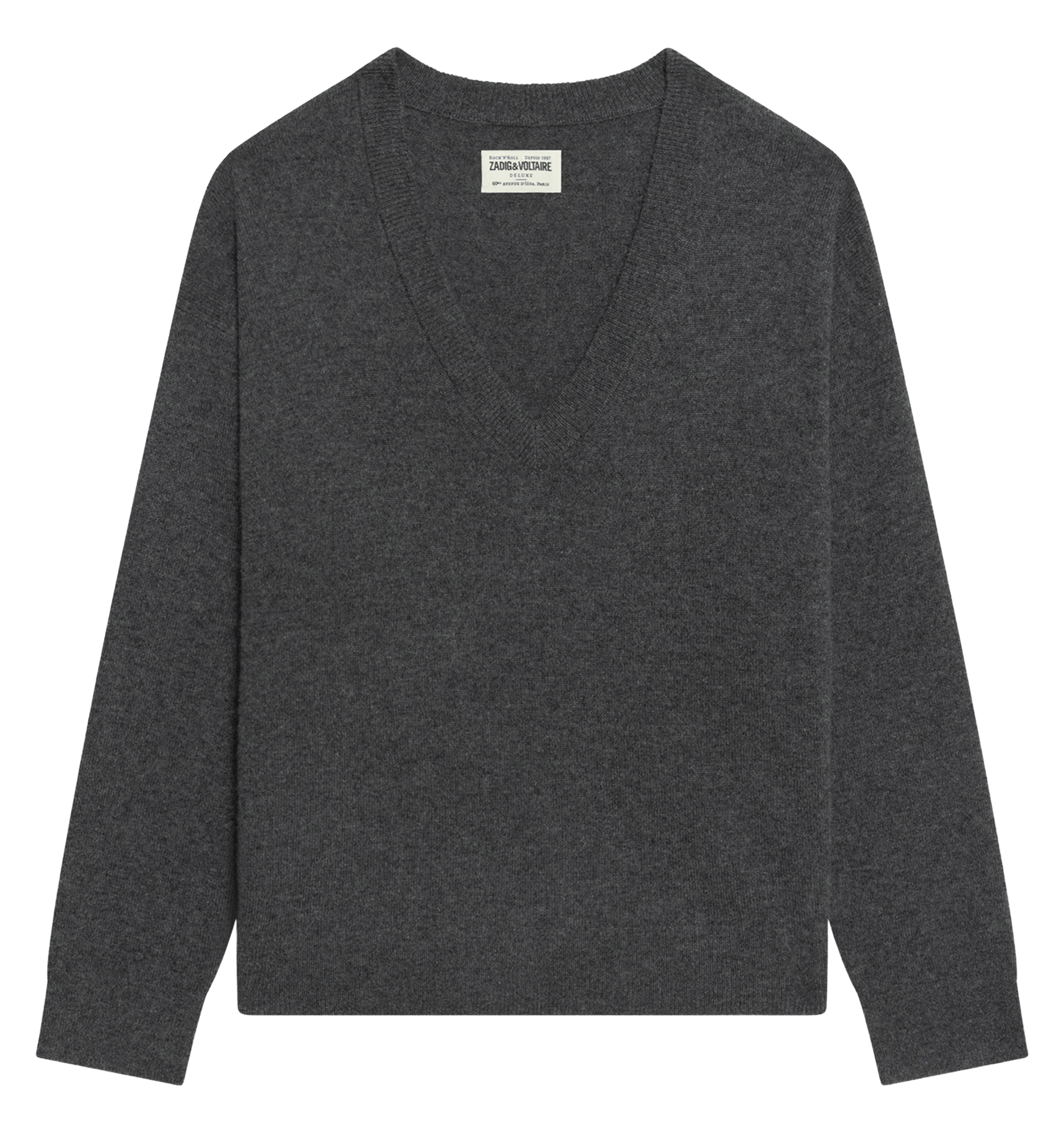 Pull col v uni en cachemire ZADIG&VOLTAIRE Grey