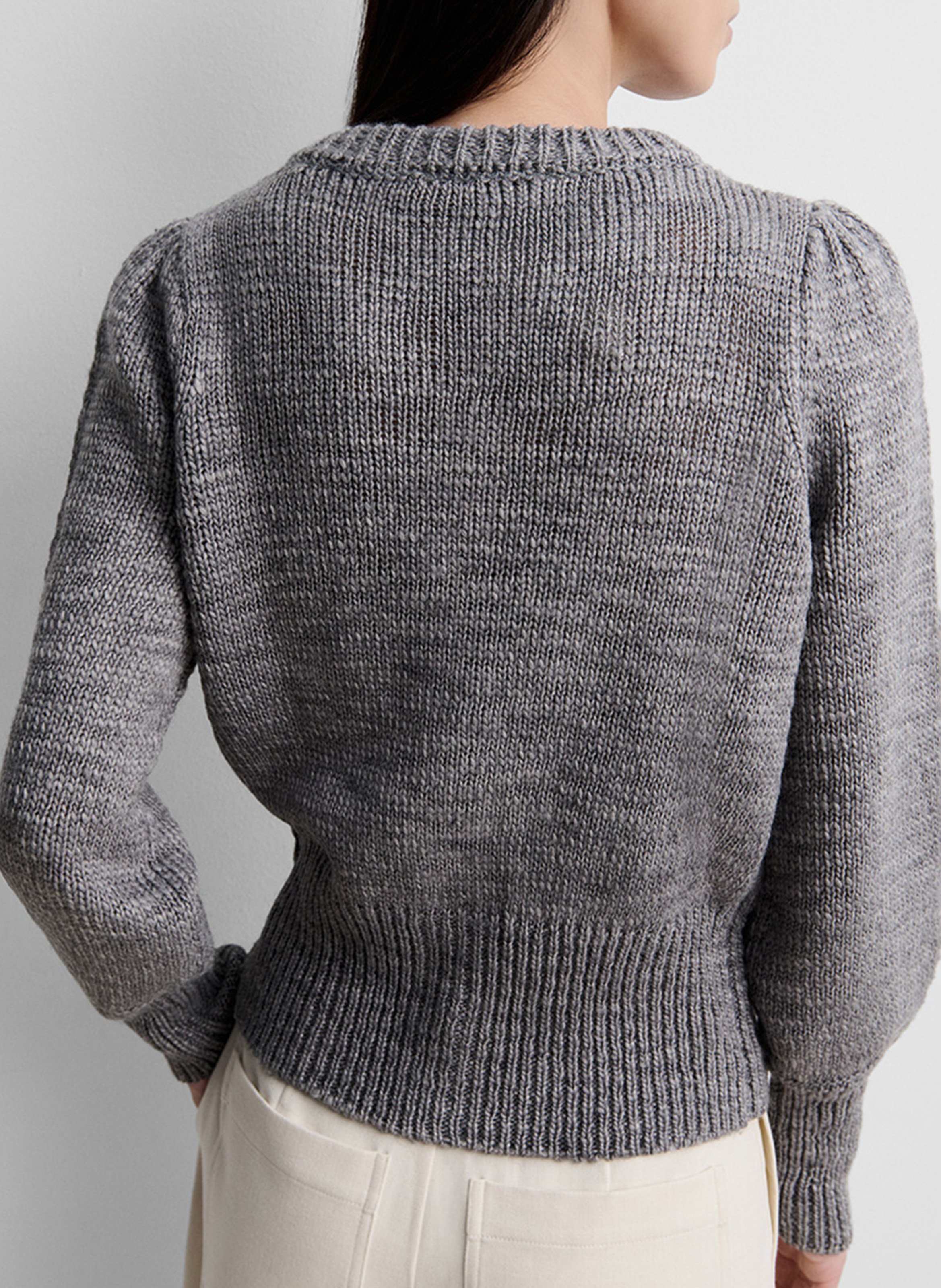 Cardigan court en maille uni SIMORRA Gris