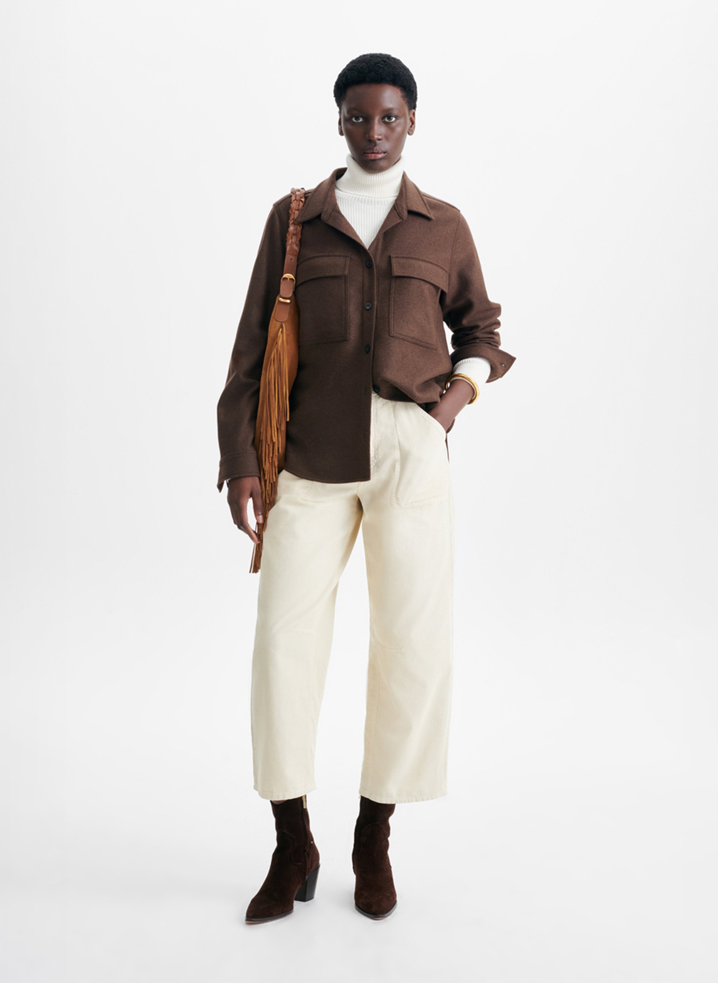 Wool-blend shirt with classic collar VANESSA BRUNO Brown