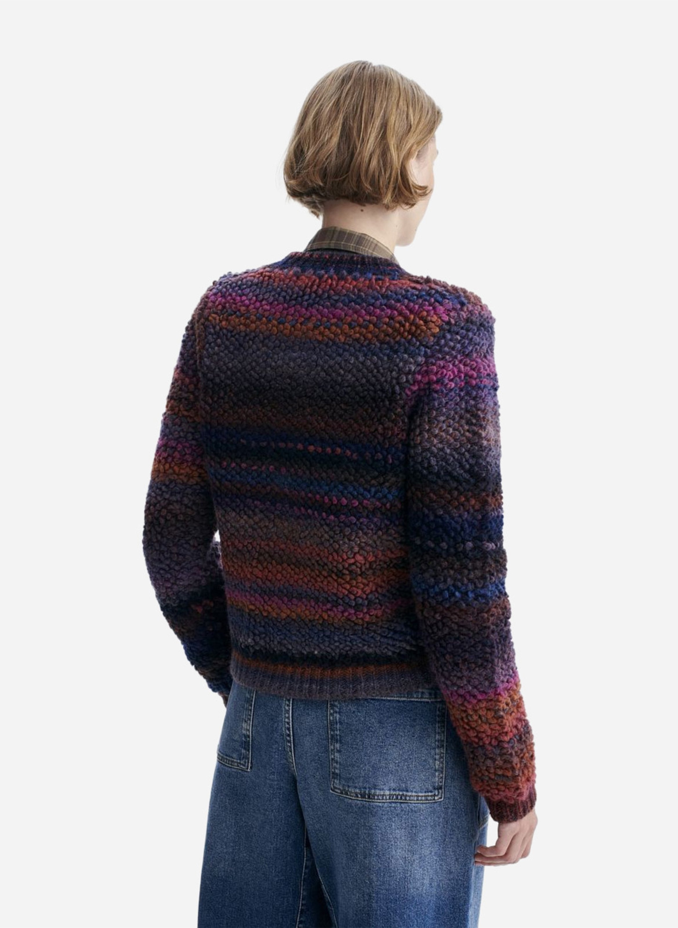 Short buttoned striped knit cardigan VANESSA BRUNO Multicolored