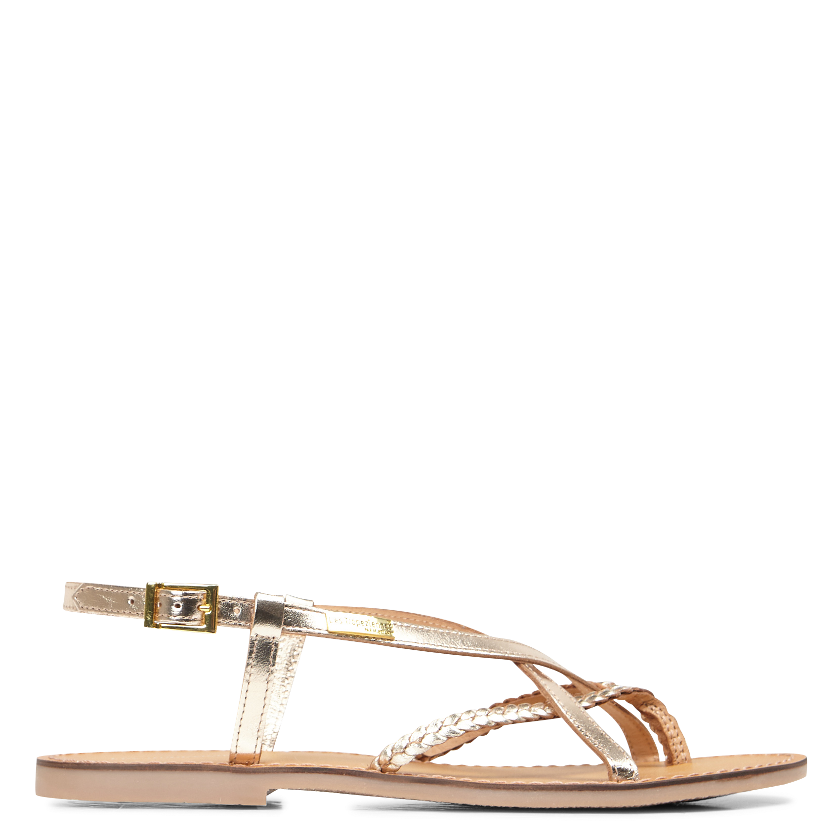 Flache Sandalen aus Metallic-Leder LES TROPEZIENNES PAR M.BELARBI Golden