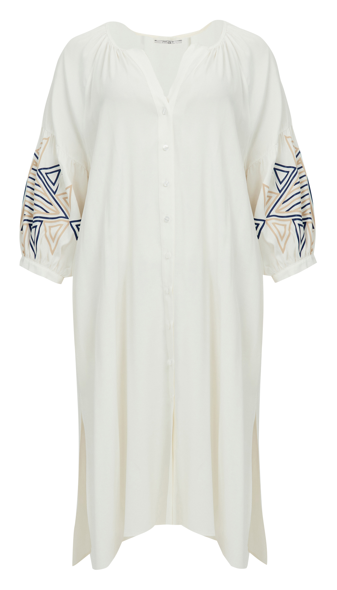 Robe chemise en sérigraphie en viscose MAT FASHION Blanc