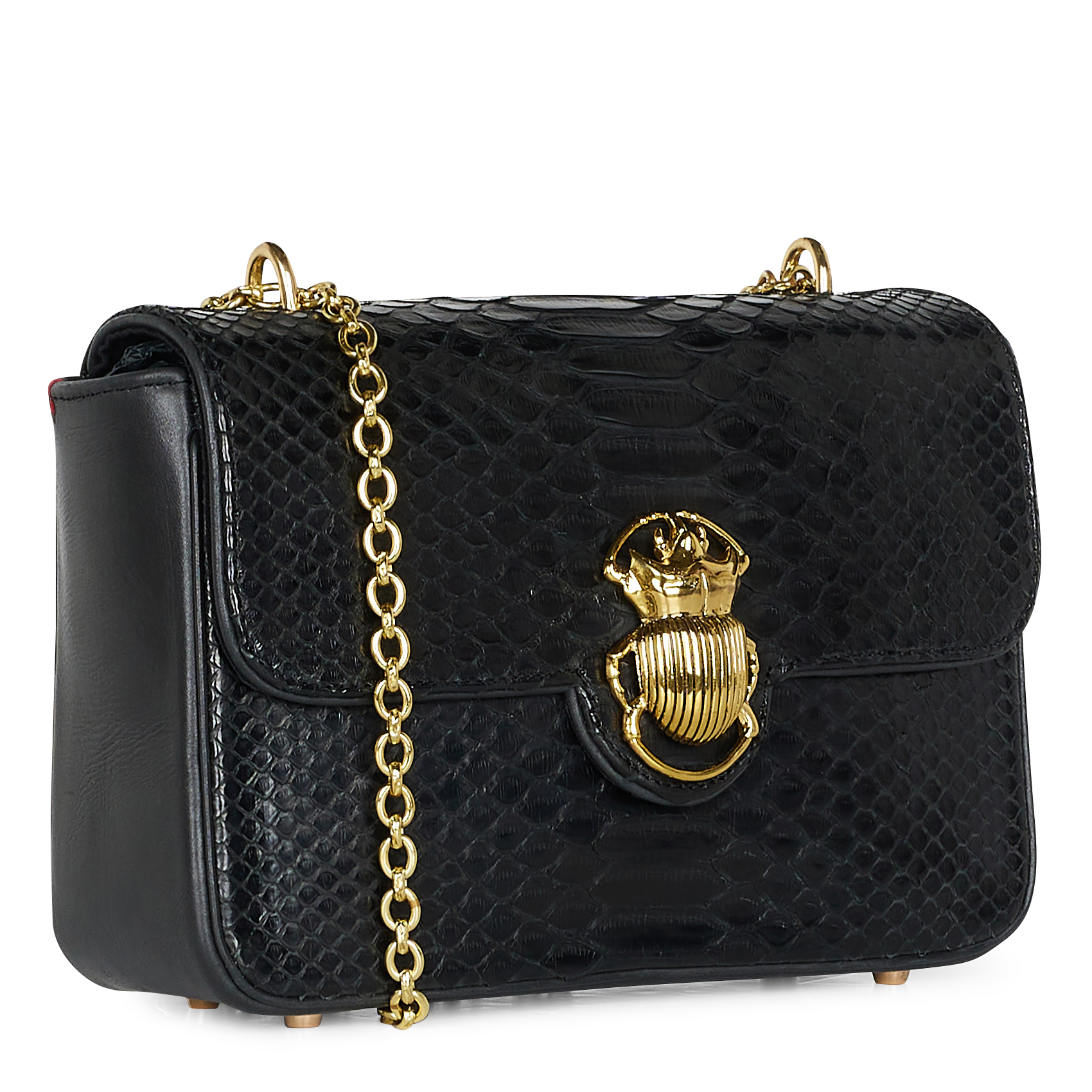 Sac bandoulière en cuir de python CLARIS VIROT Noir