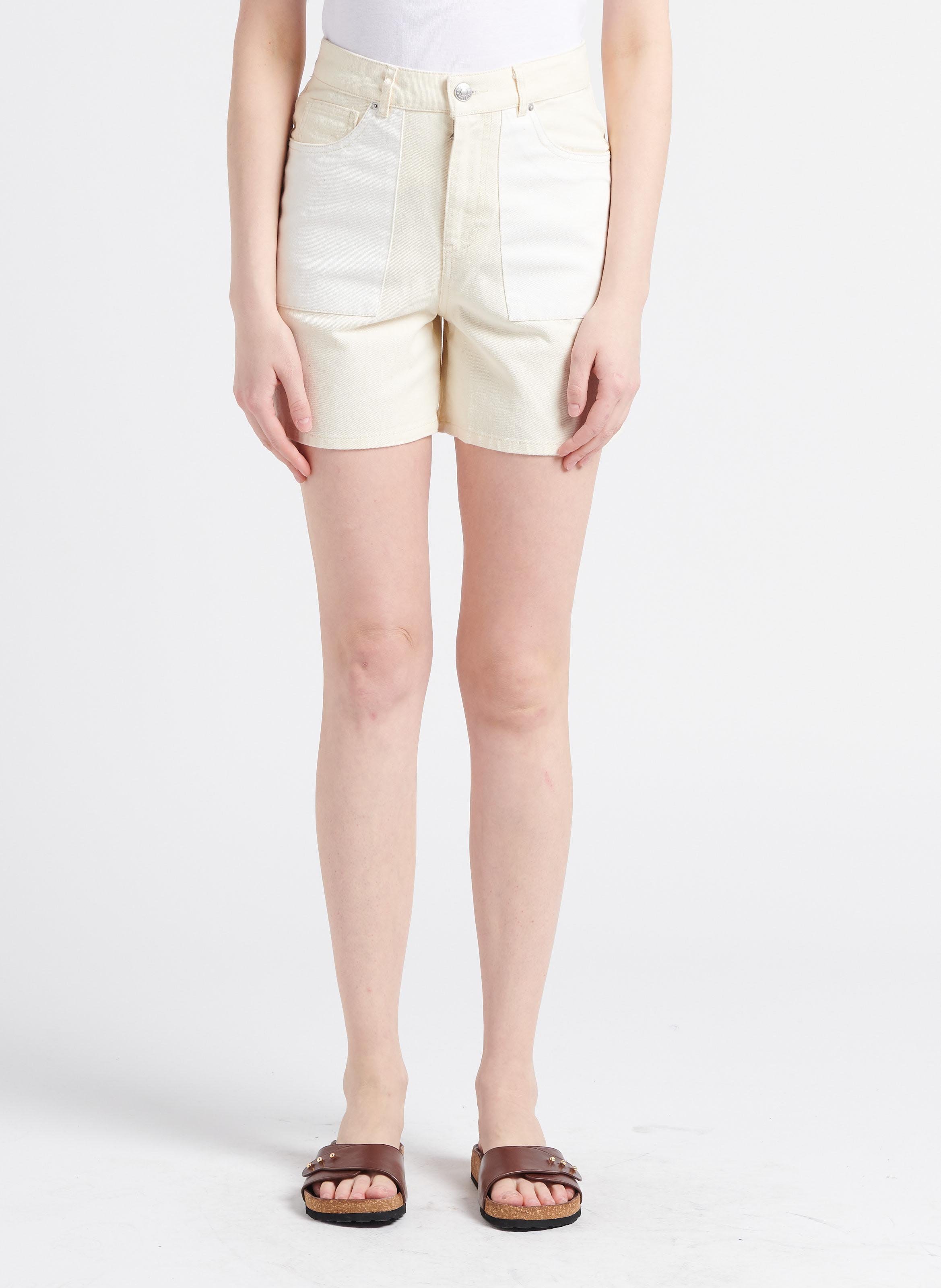 Short en jean taille haute PIECES Gris