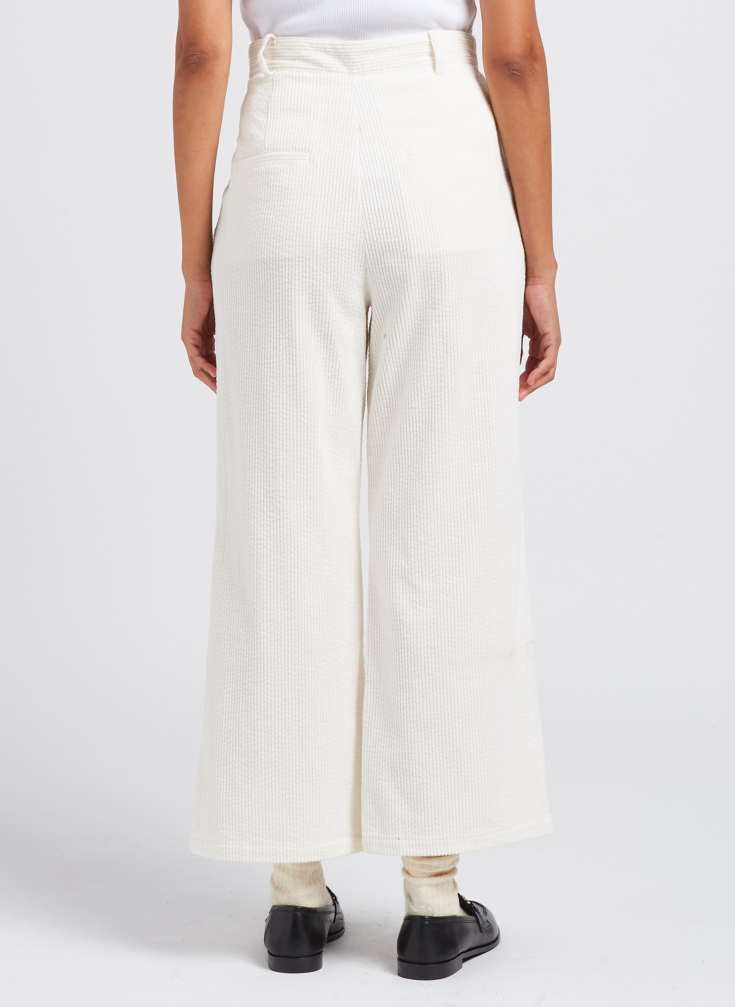 Pantalon blanc taille haute cheap large