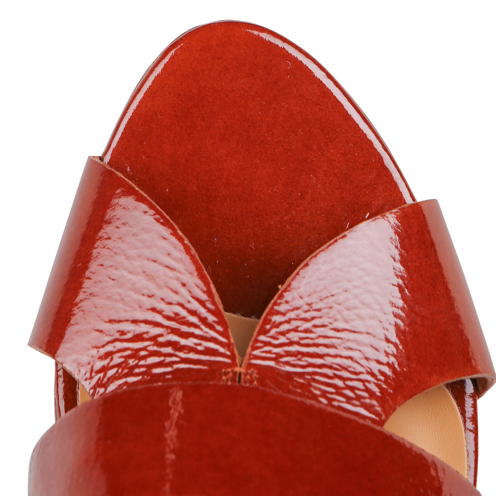 Heeled crackled leather sandals RIVECOUR Brown