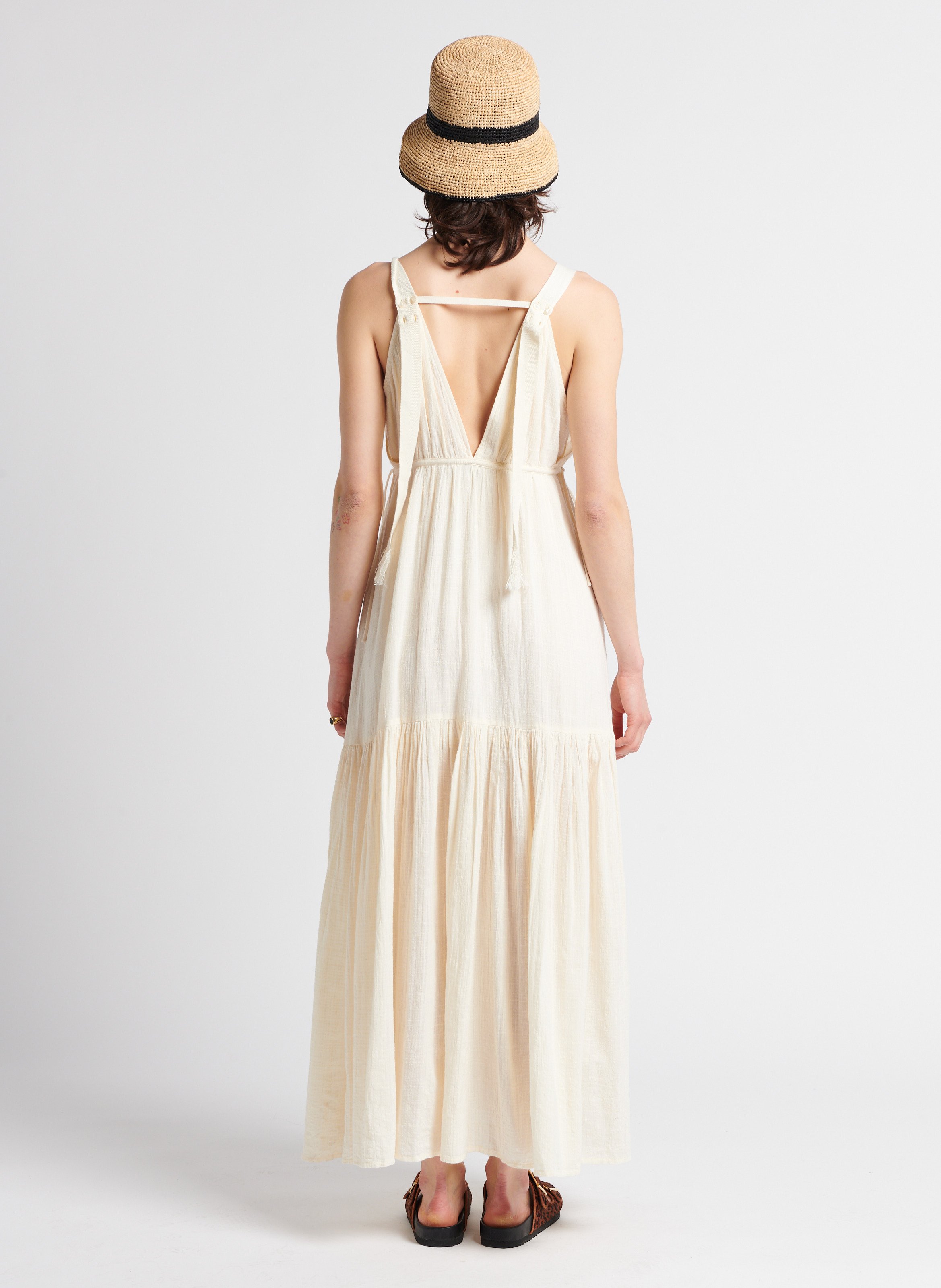 Robe longue droite à bretelles SWILDENS Blanc