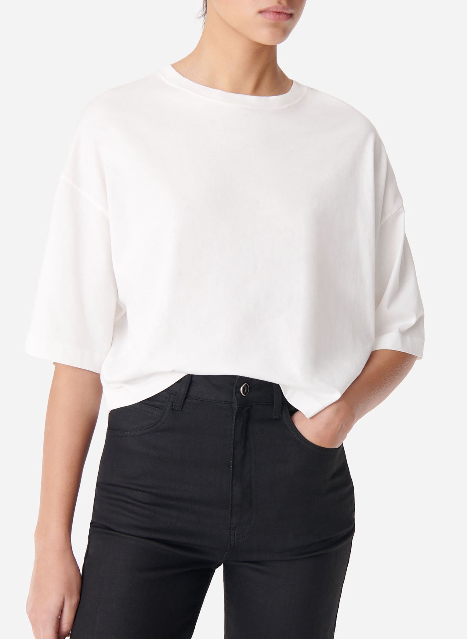 Tee-shirt court en coton bio VANESSA BRUNO Beige