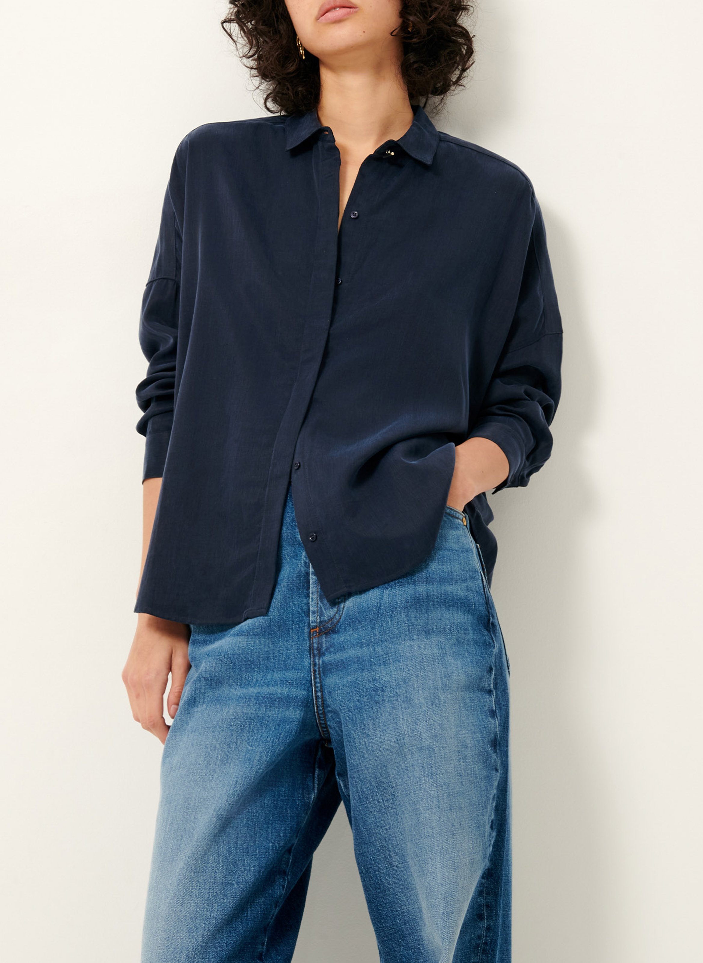 Chemise col classique satinée  SESSUN Bleu
