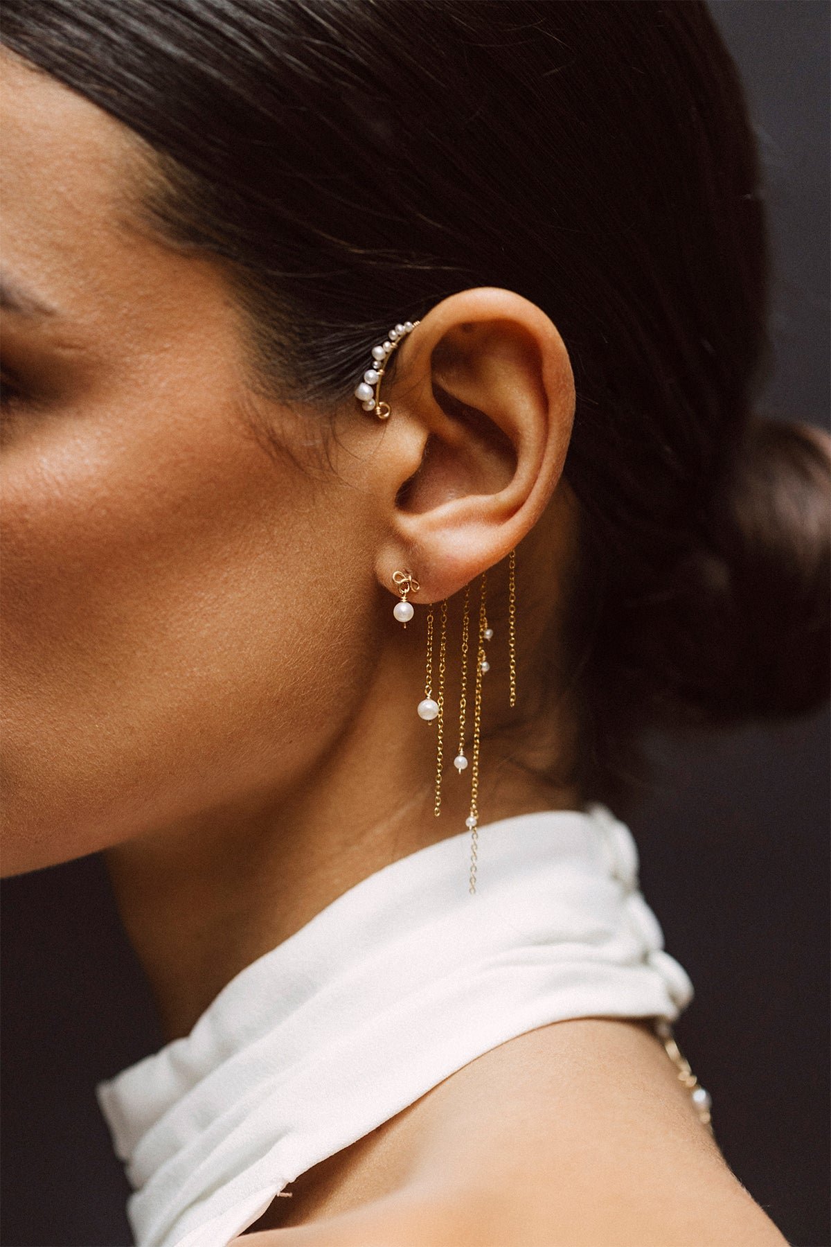 Faraya Pearl Ear Cuff YAY White