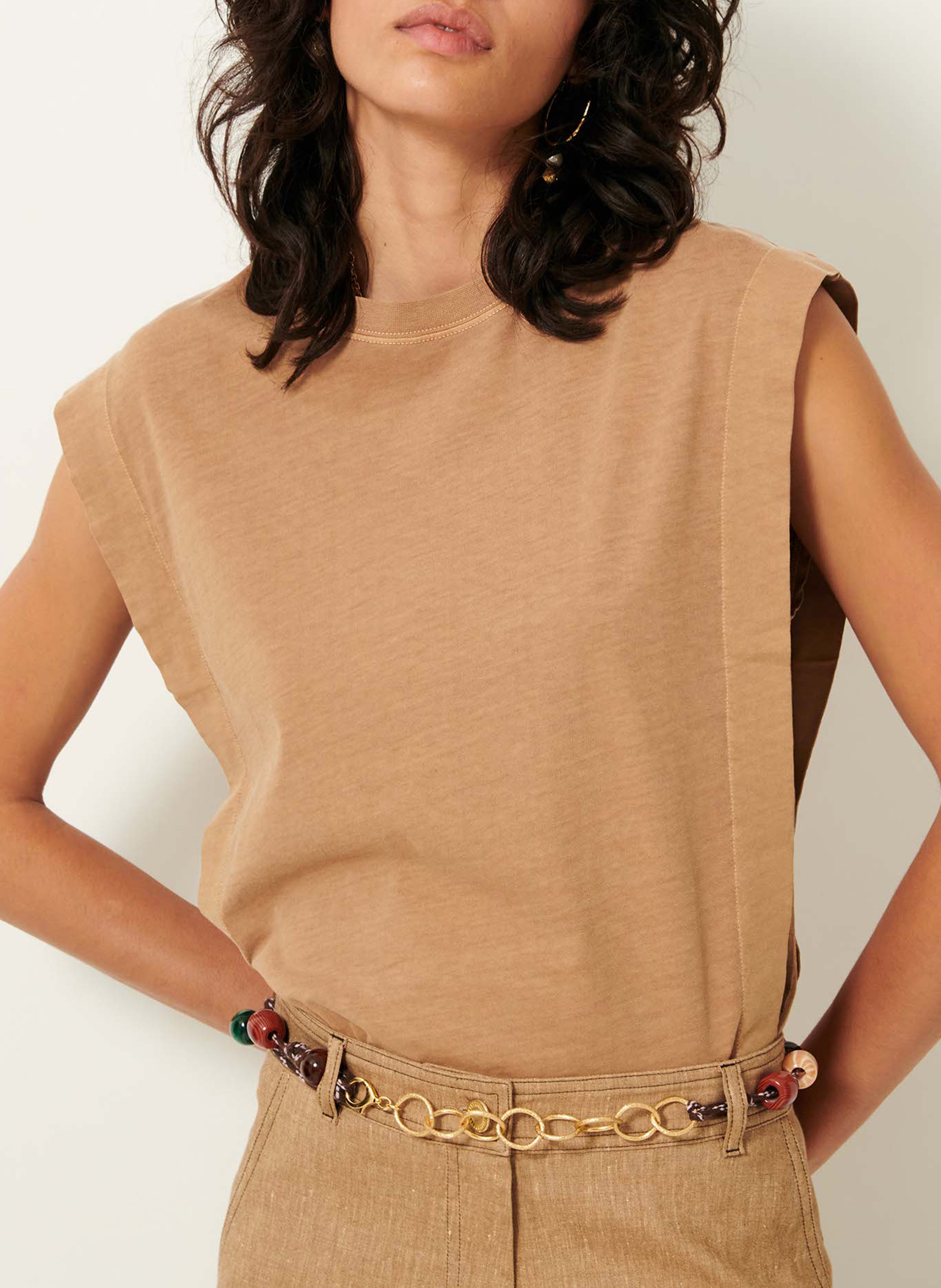 Round-neck cotton T-shirt SESSUN Beige