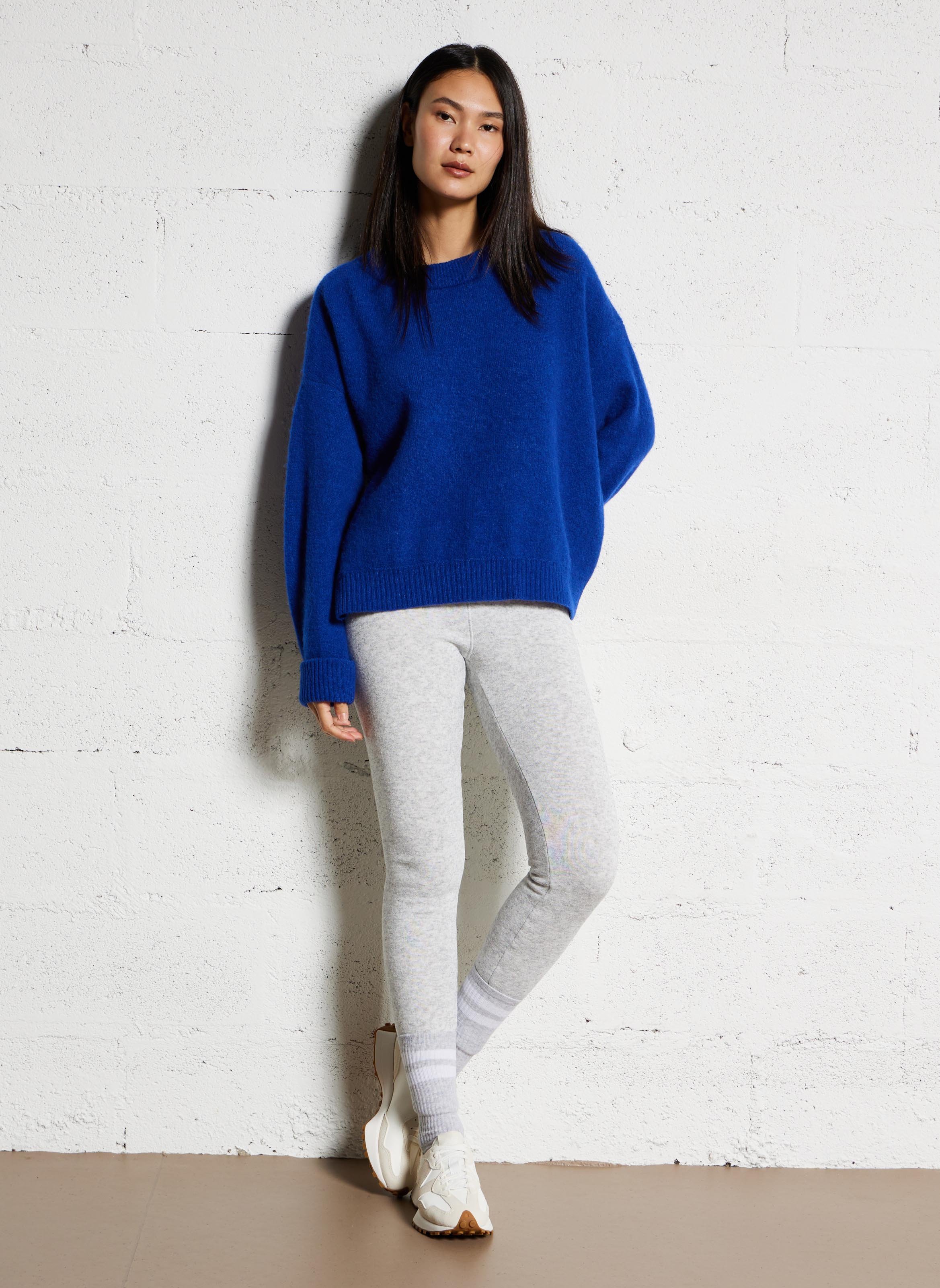 Pull ample col rond en laine mélangée AMERICAN VINTAGE Bleu